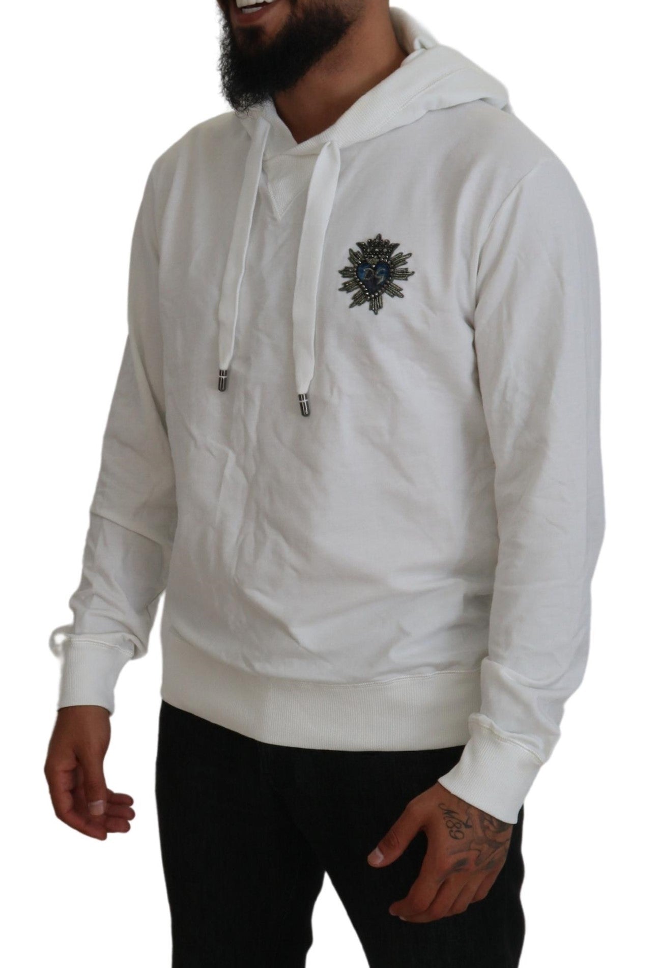 Dolce & Gabbana Weißes Baumwoll-Sweatshirt mit Kapuze Logo-Pullover-5