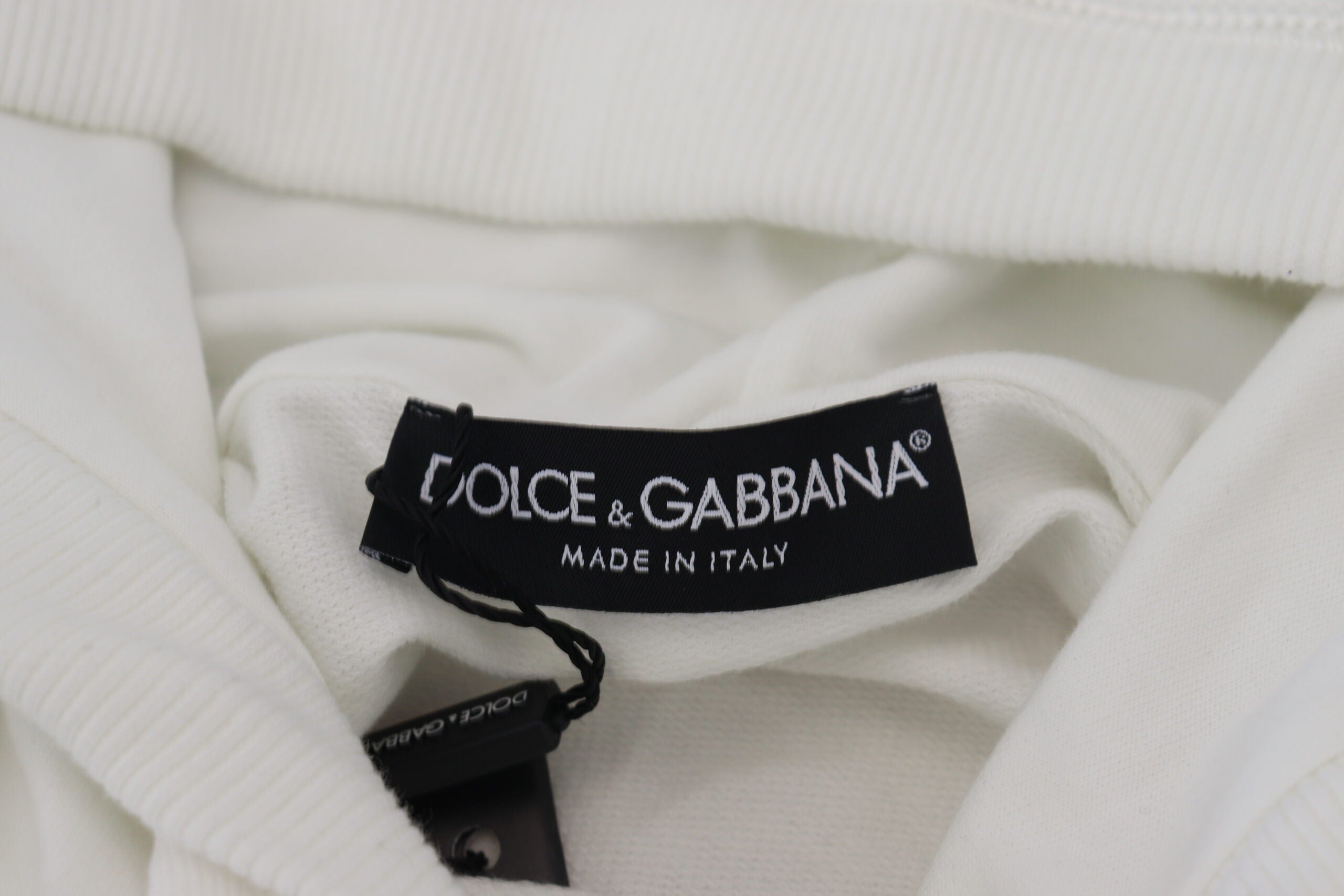 Dolce & Gabbana Weißes Baumwoll-Sweatshirt mit Kapuze Logo-Pullover-7