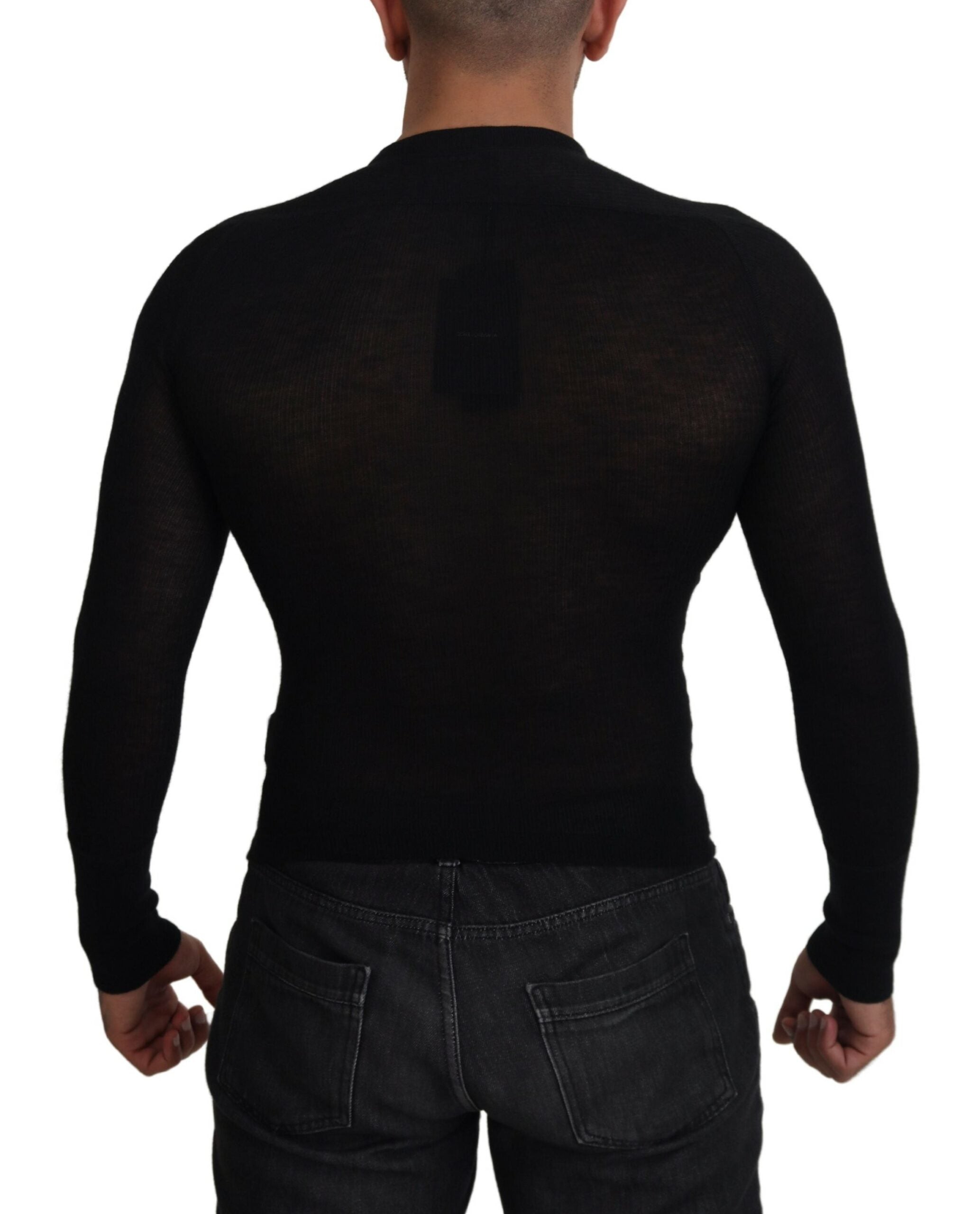 Dolce & Gabbana Schwarzer Kaschmir-Knopf-Pullover-3