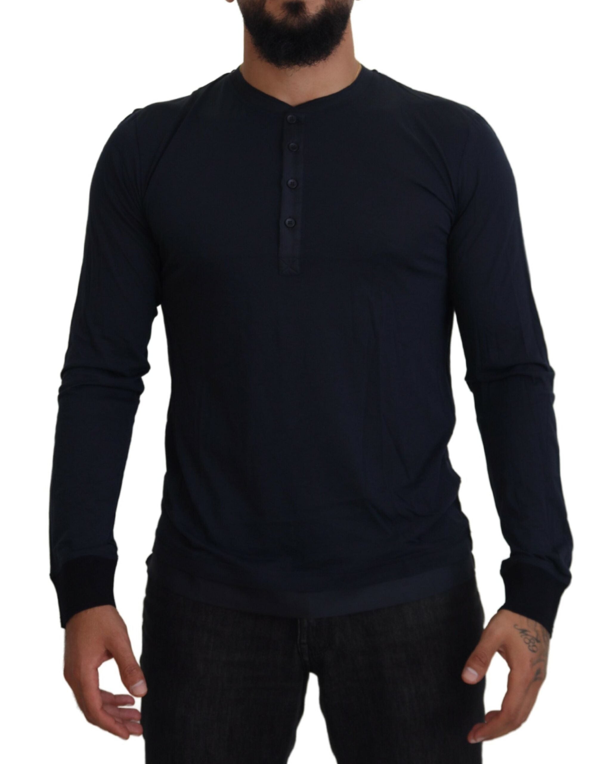 Dolce & Gabbana Blauer Baumwoll-Pullover mit Rundhalsausschnitt-1