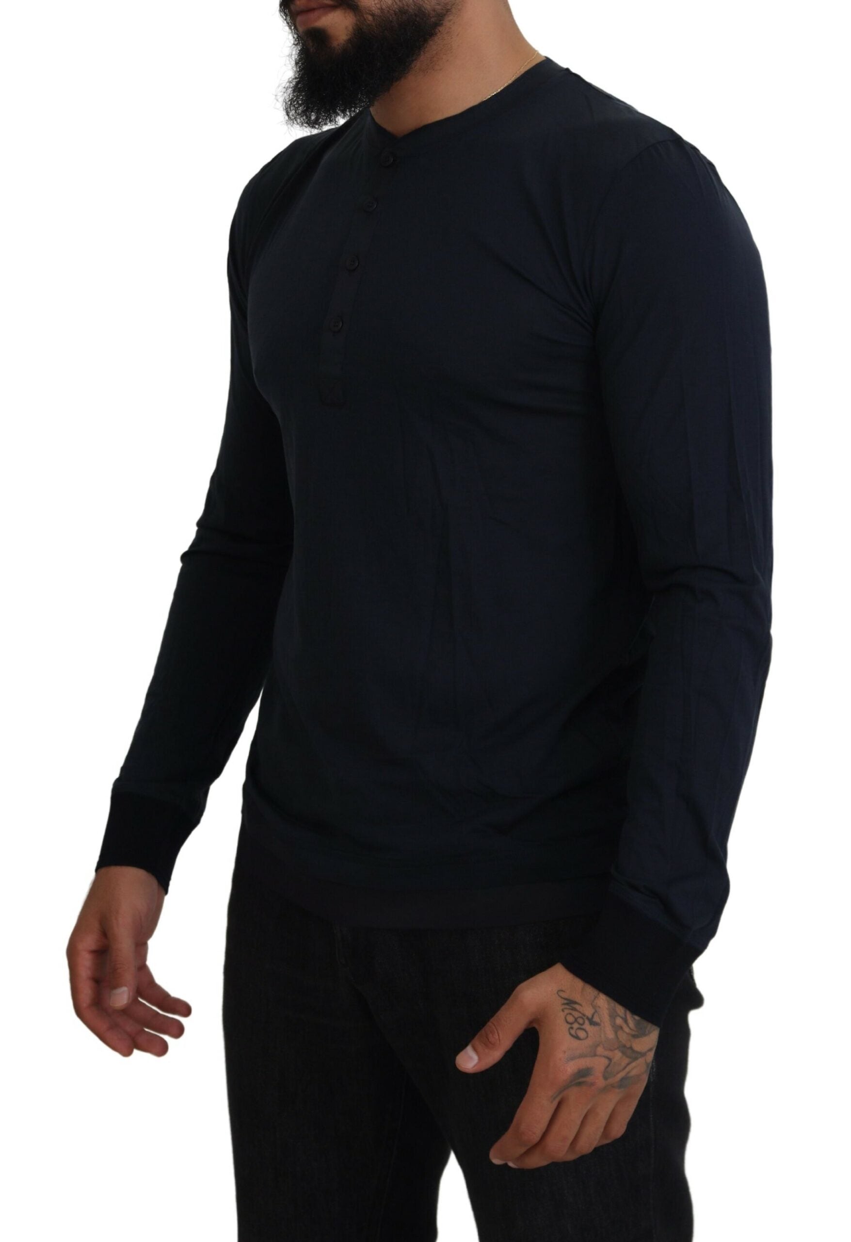 Dolce & Gabbana Blauer Baumwoll-Pullover mit Rundhalsausschnitt-2