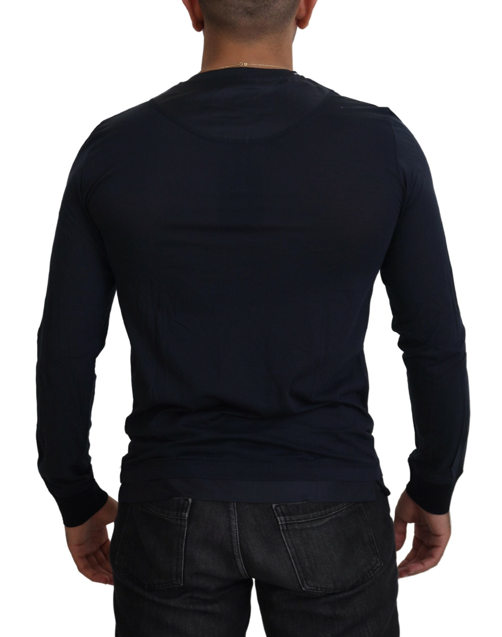 Dolce & Gabbana Blauer Baumwoll-Pullover mit Rundhalsausschnitt-3