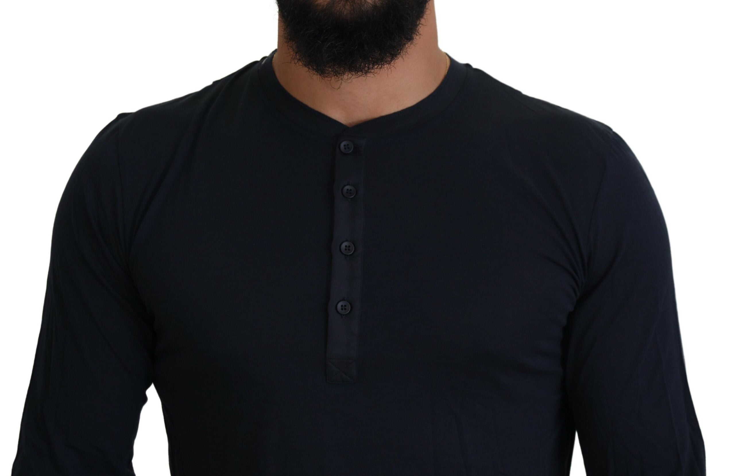 Dolce & Gabbana Blauer Baumwoll-Pullover mit Rundhalsausschnitt-4