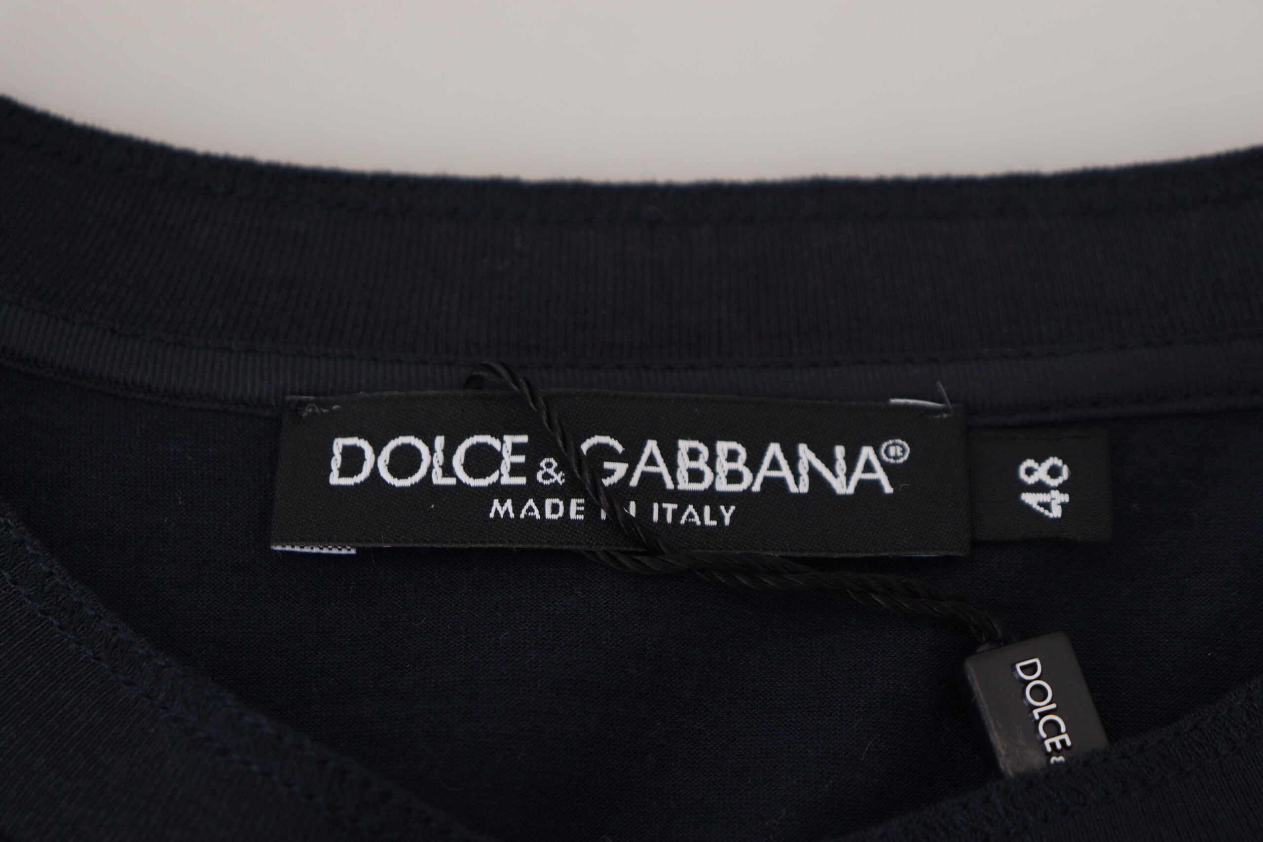 Dolce & Gabbana Blauer Baumwoll-Pullover mit Rundhalsausschnitt-7