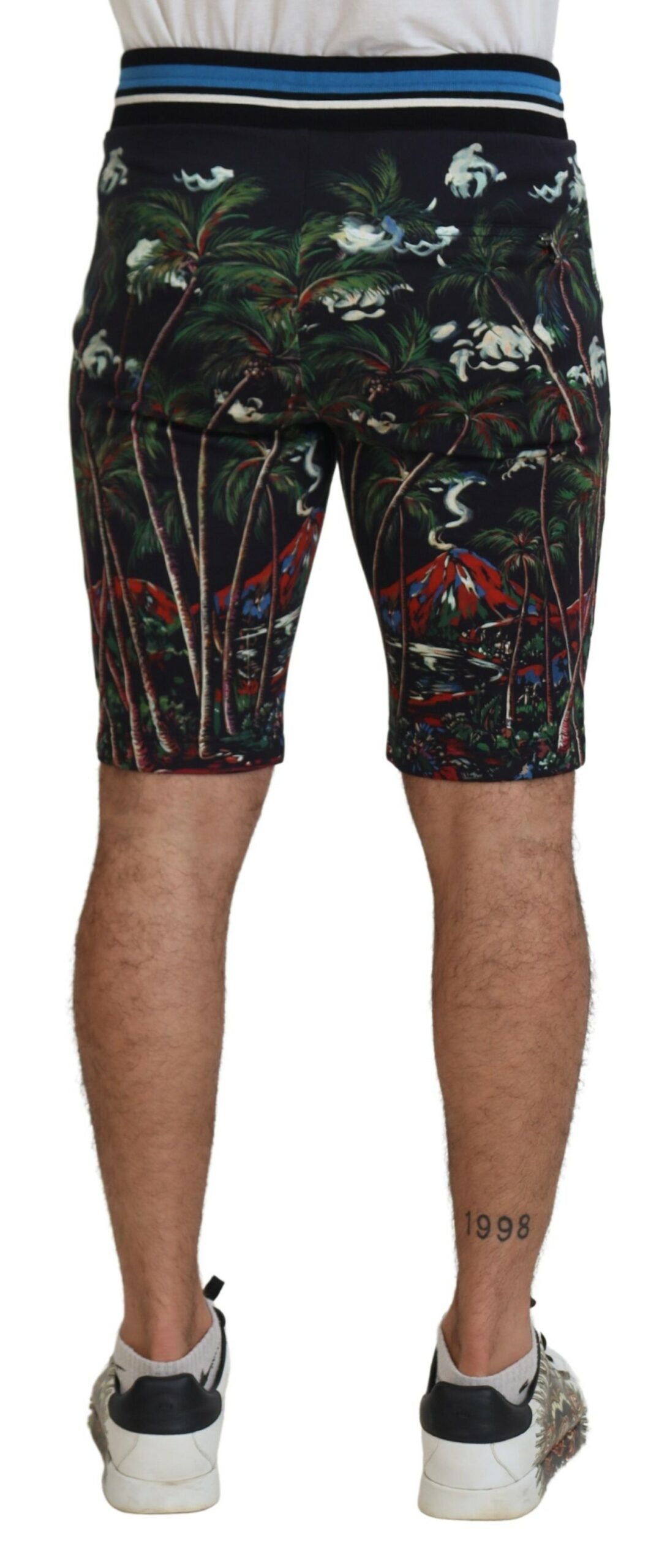 Dolce & Gabbana Schwarze Baumwoll-Shorts mit Vulkandruck-3