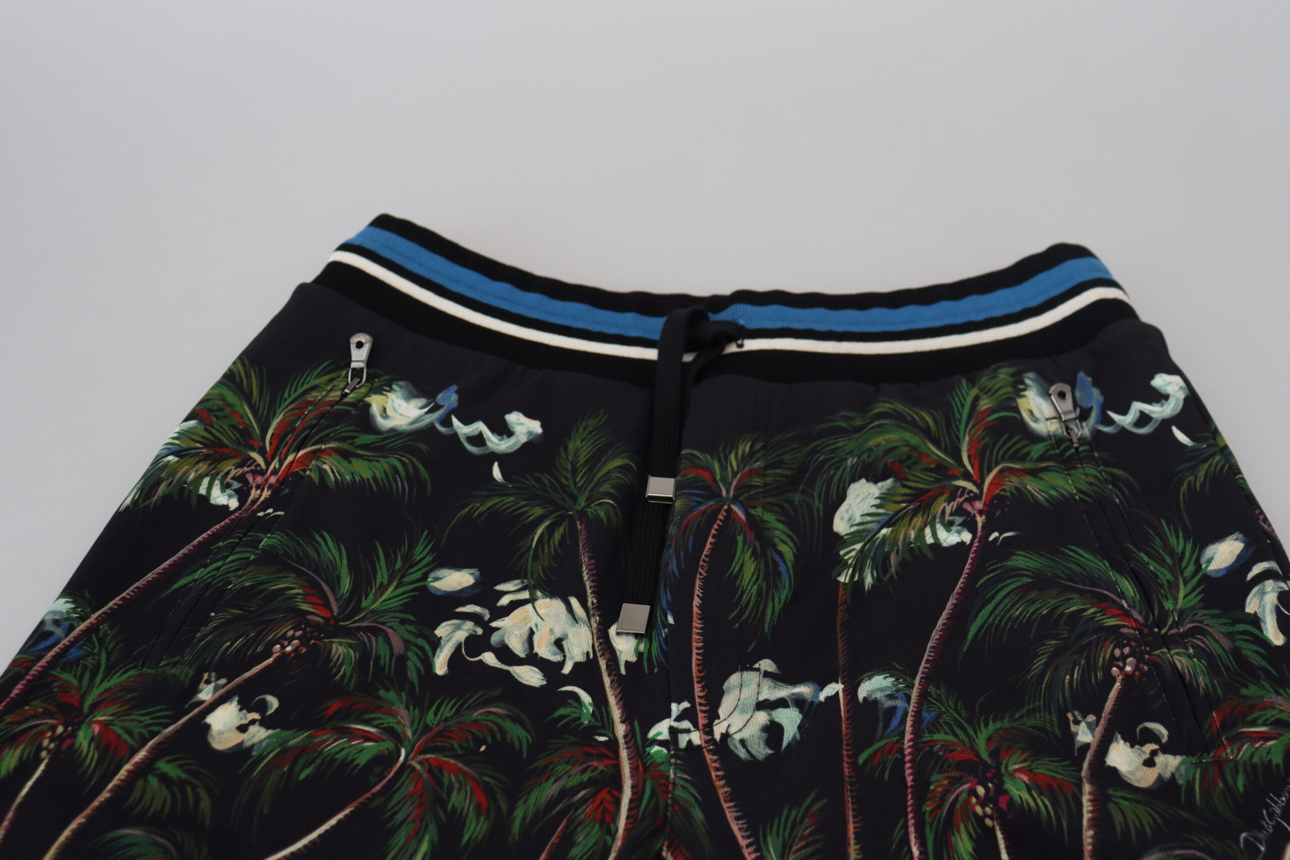 Dolce & Gabbana Schwarze Baumwoll-Shorts mit Vulkandruck-5