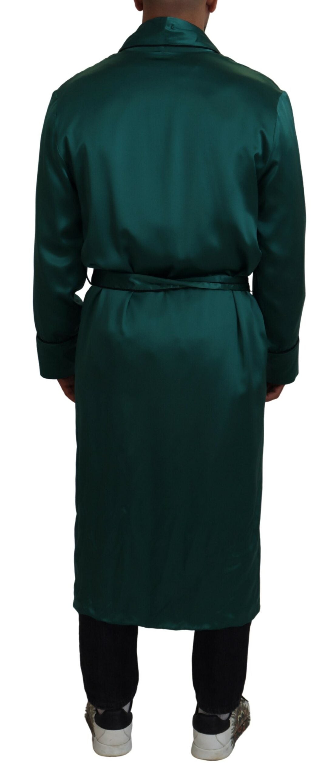 Dolce & Gabbana Grüner Seiden-Taillengürtel Robe Nachtwäsche-3