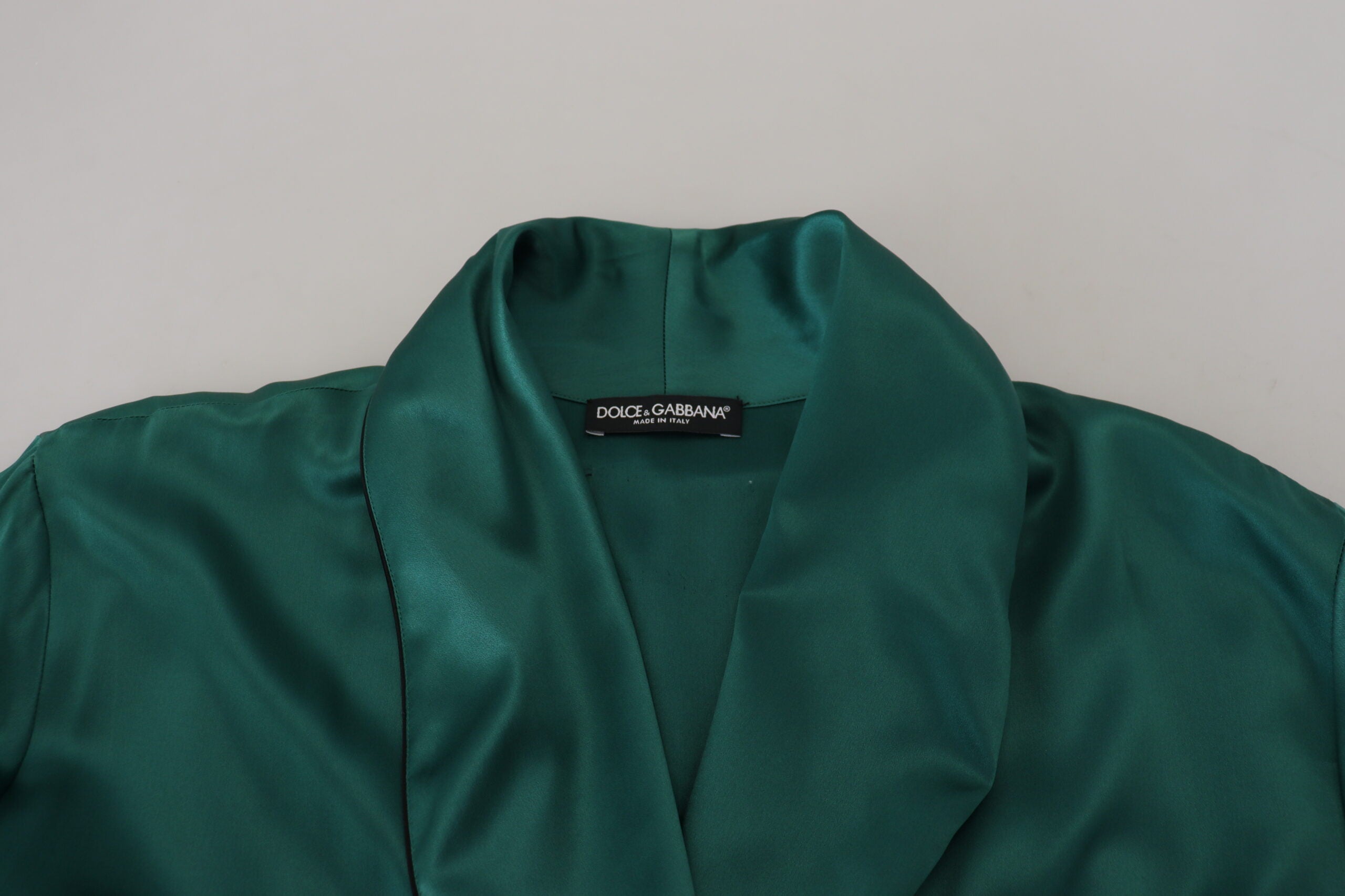 Dolce & Gabbana Grüner Seiden-Taillengürtel Robe Nachtwäsche-6