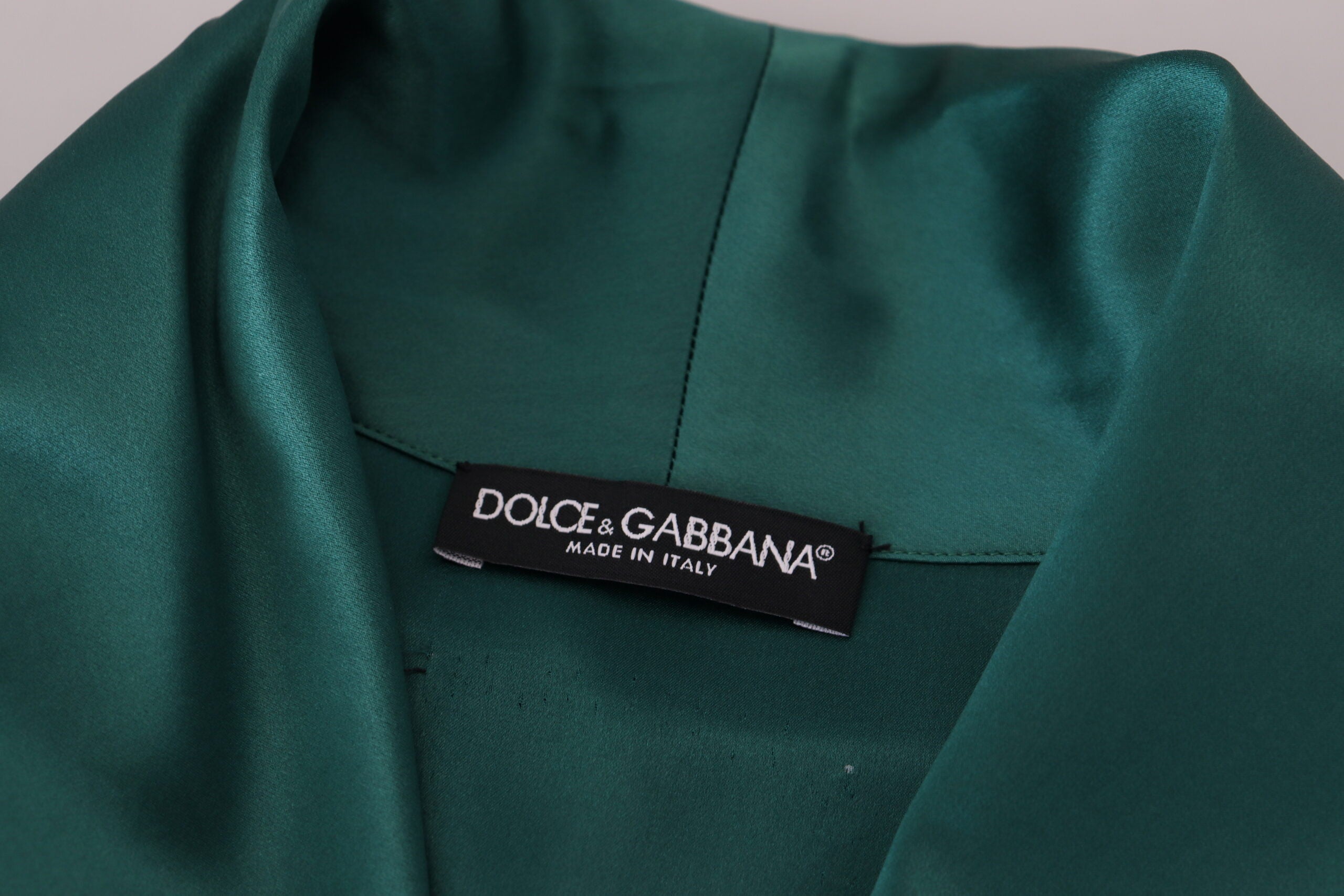 Dolce & Gabbana Grüner Seiden-Taillengürtel Robe Nachtwäsche-7