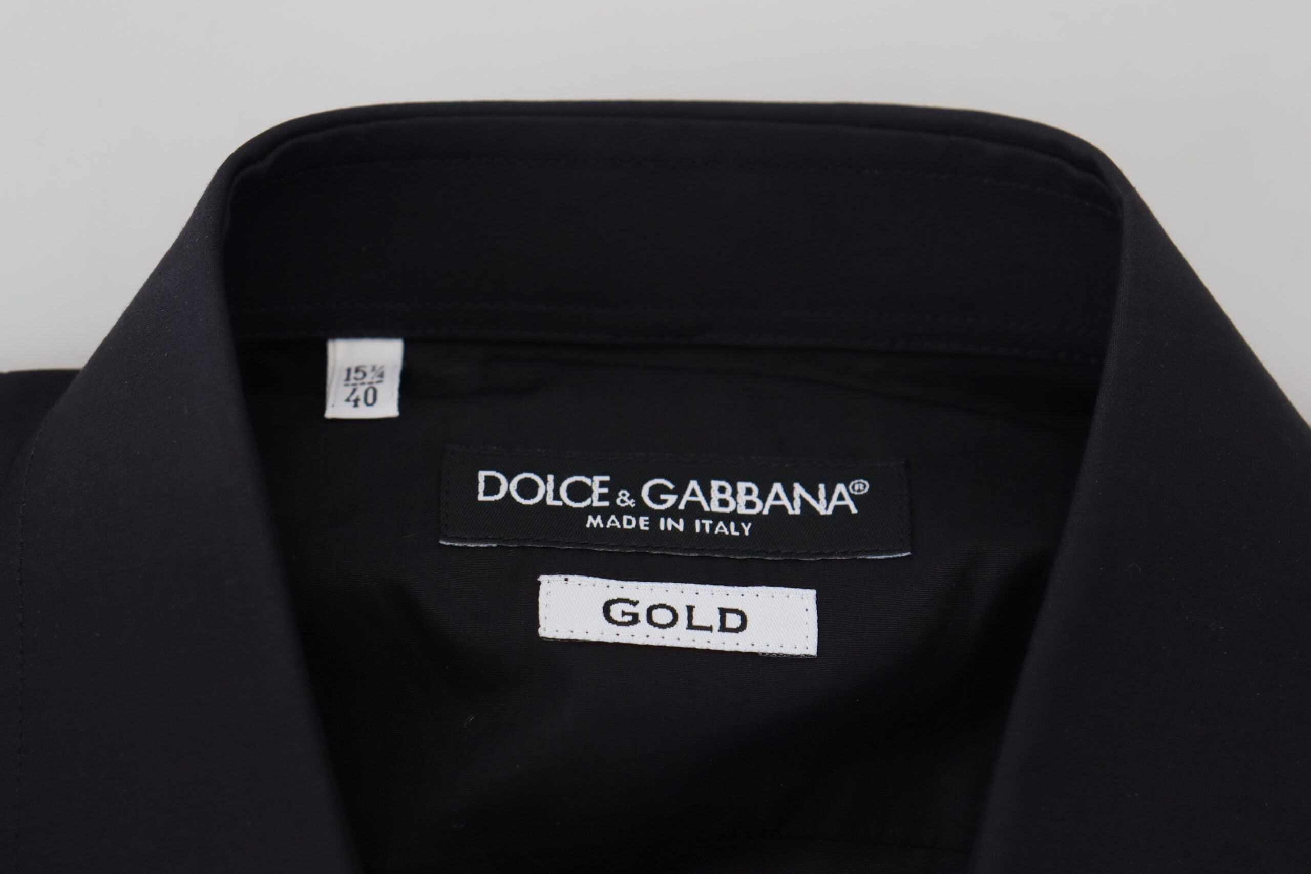Dolce & Gabbana Black Floral Embroidery Men's Long Sleeve GOLD Shirt-7