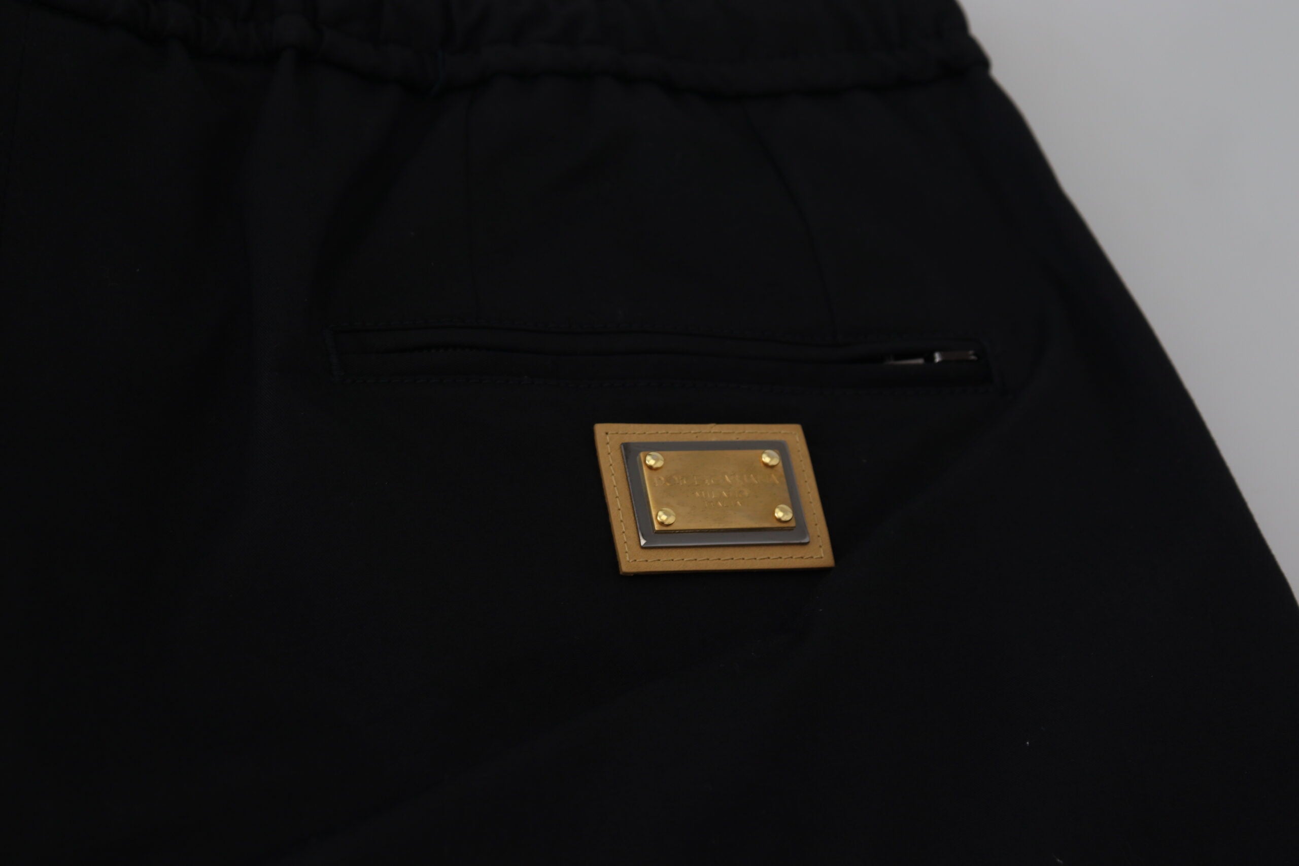 Dolce & Gabbana Schwarz Baumwolle Elastische Taille DG Logo Cropped Pants-5