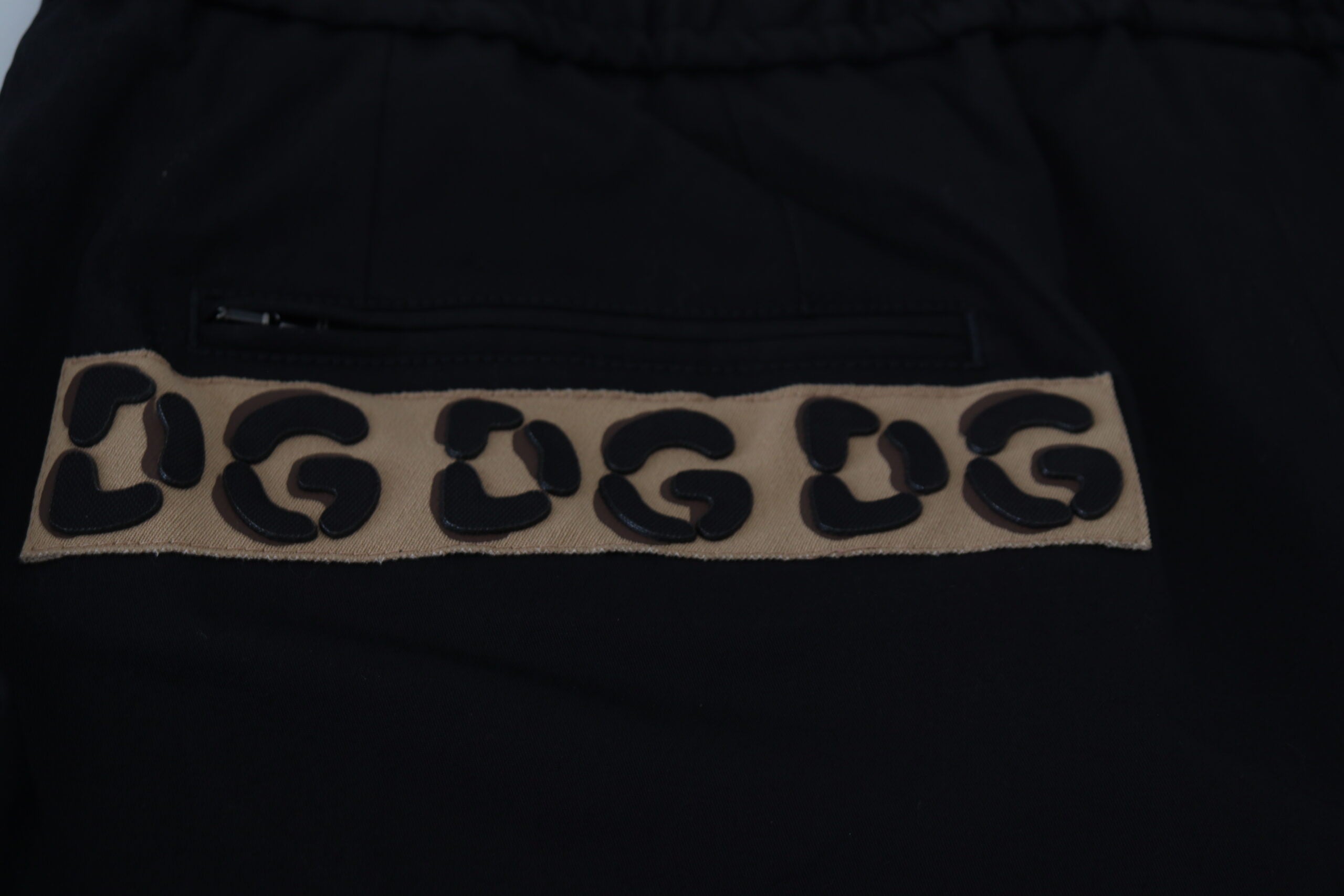 Dolce & Gabbana Schwarz Baumwolle Elastische Taille DG Logo Cropped Pants-6
