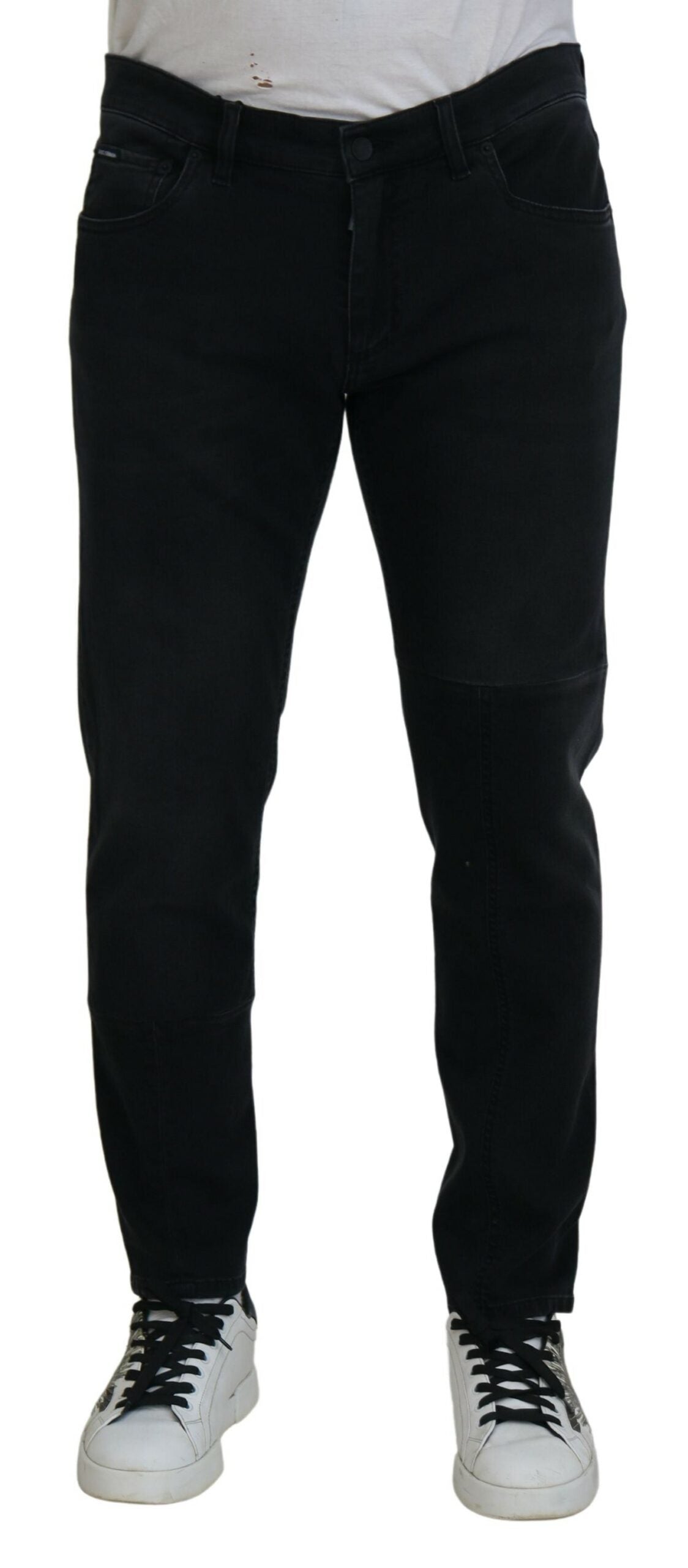 Dolce & Gabbana Black Skinny Jeans with Angel Embroidery