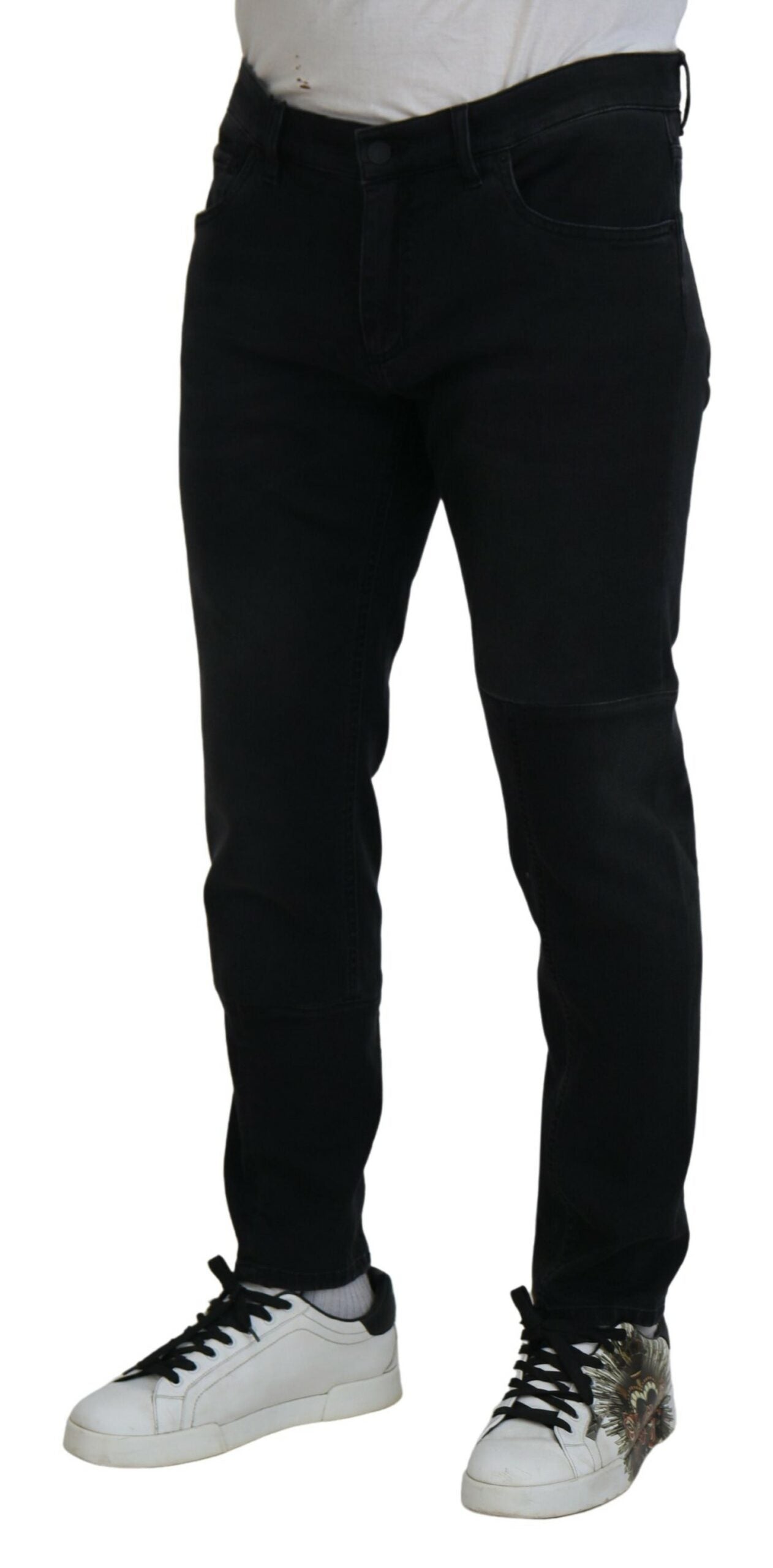 Dolce & Gabbana Black Skinny Jeans with Angel Embroidery-2