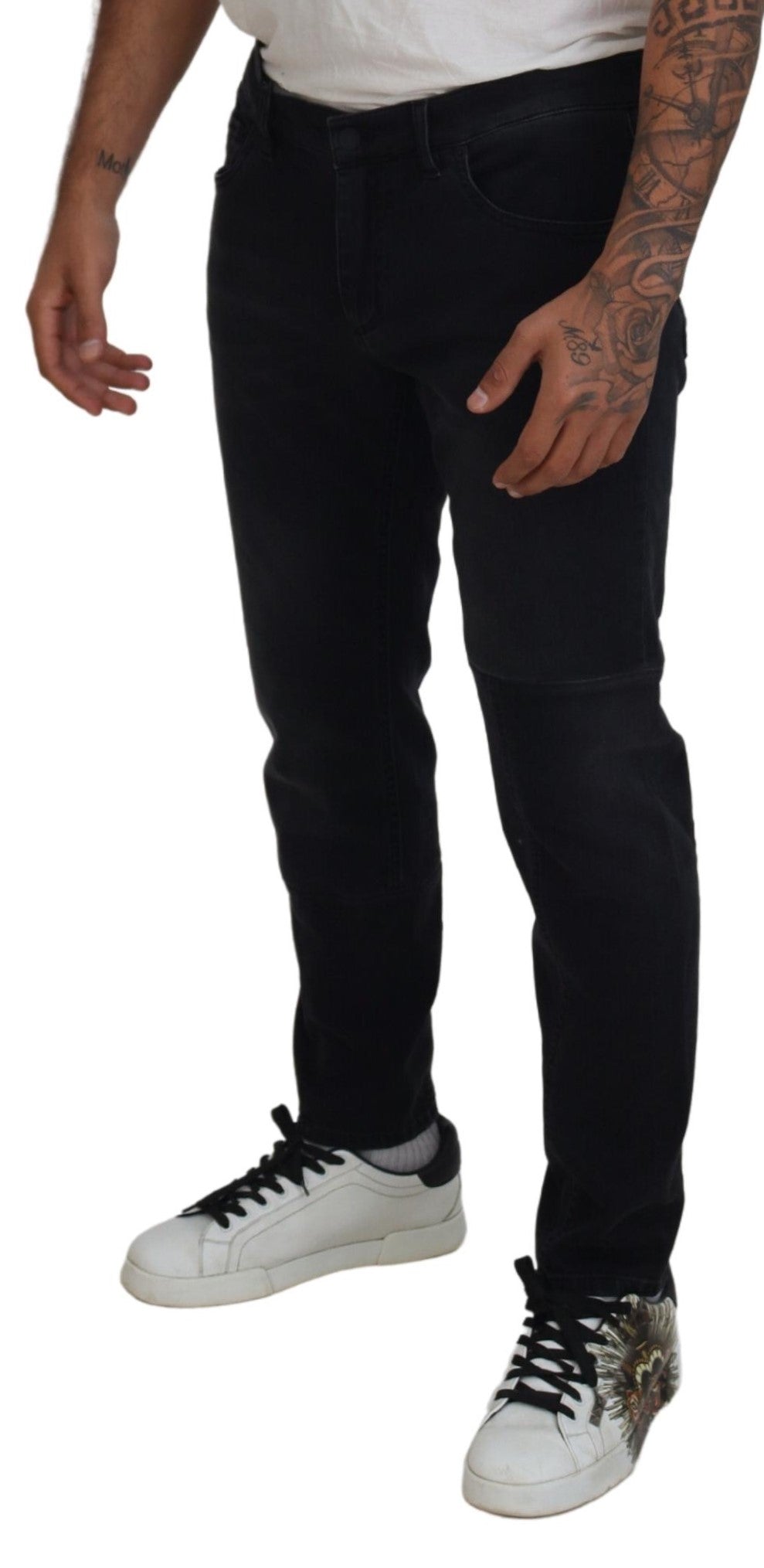 Dolce & Gabbana Black Skinny Jeans with Angel Embroidery-4