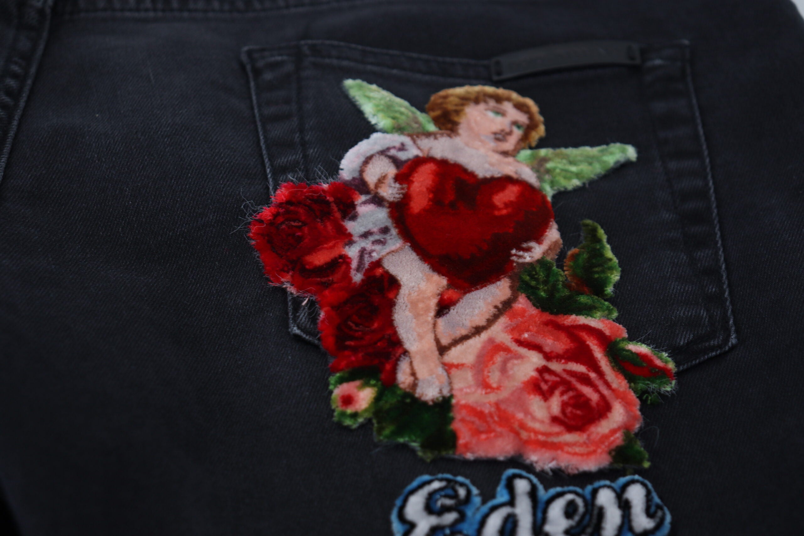 Dolce & Gabbana Black Skinny Jeans with Angel Embroidery-6