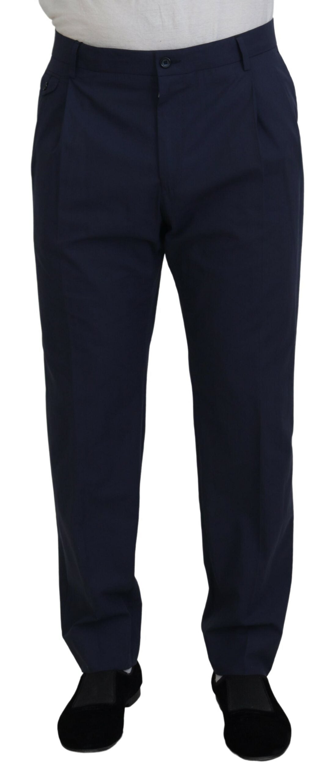 Pantalones chinos formales azul oscuro de algodón de Dolce & Gabbana-1