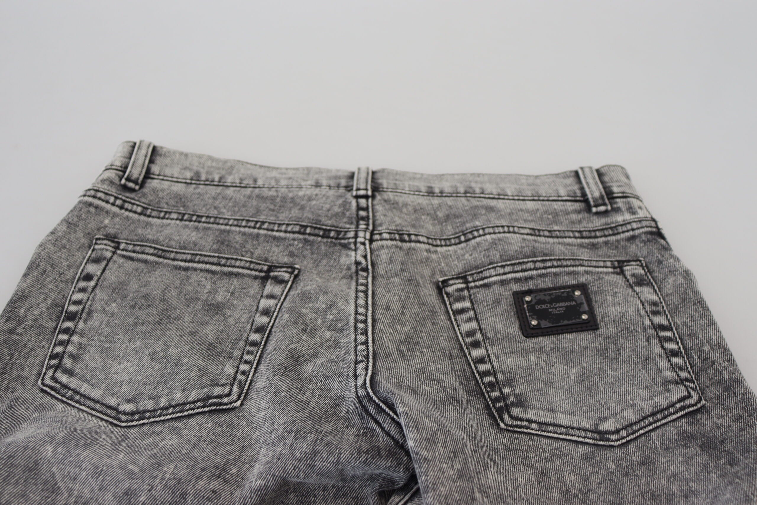 Vaqueros ajustados de algodón lavado gris de Dolce & Gabbana para hombre-6