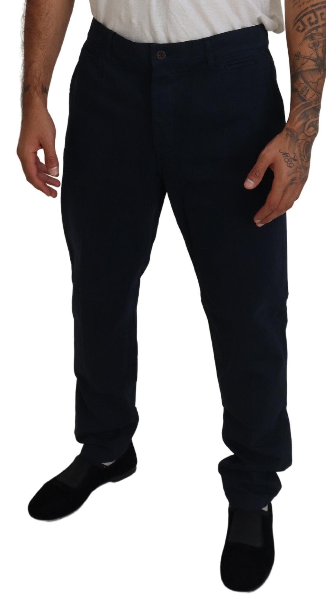 Pantalones formales de vestir de algodón azul de Dolce & Gabbana para hombre-4