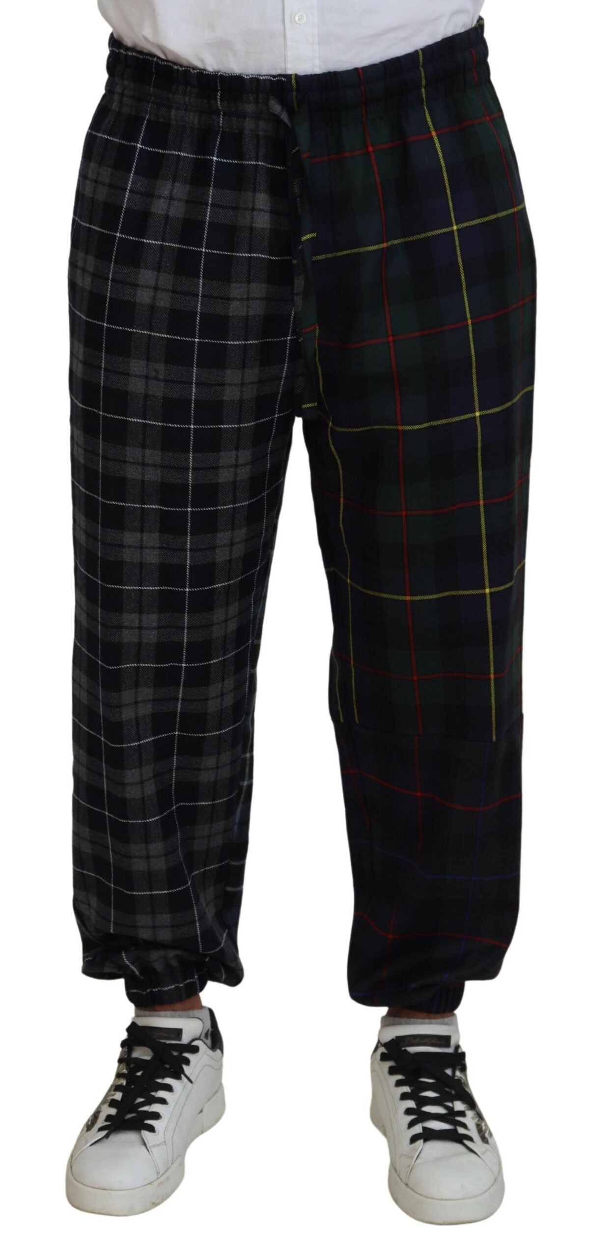 Dolce & Gabbana Multicolor karierte Wolle Herren Jogger Hose-1