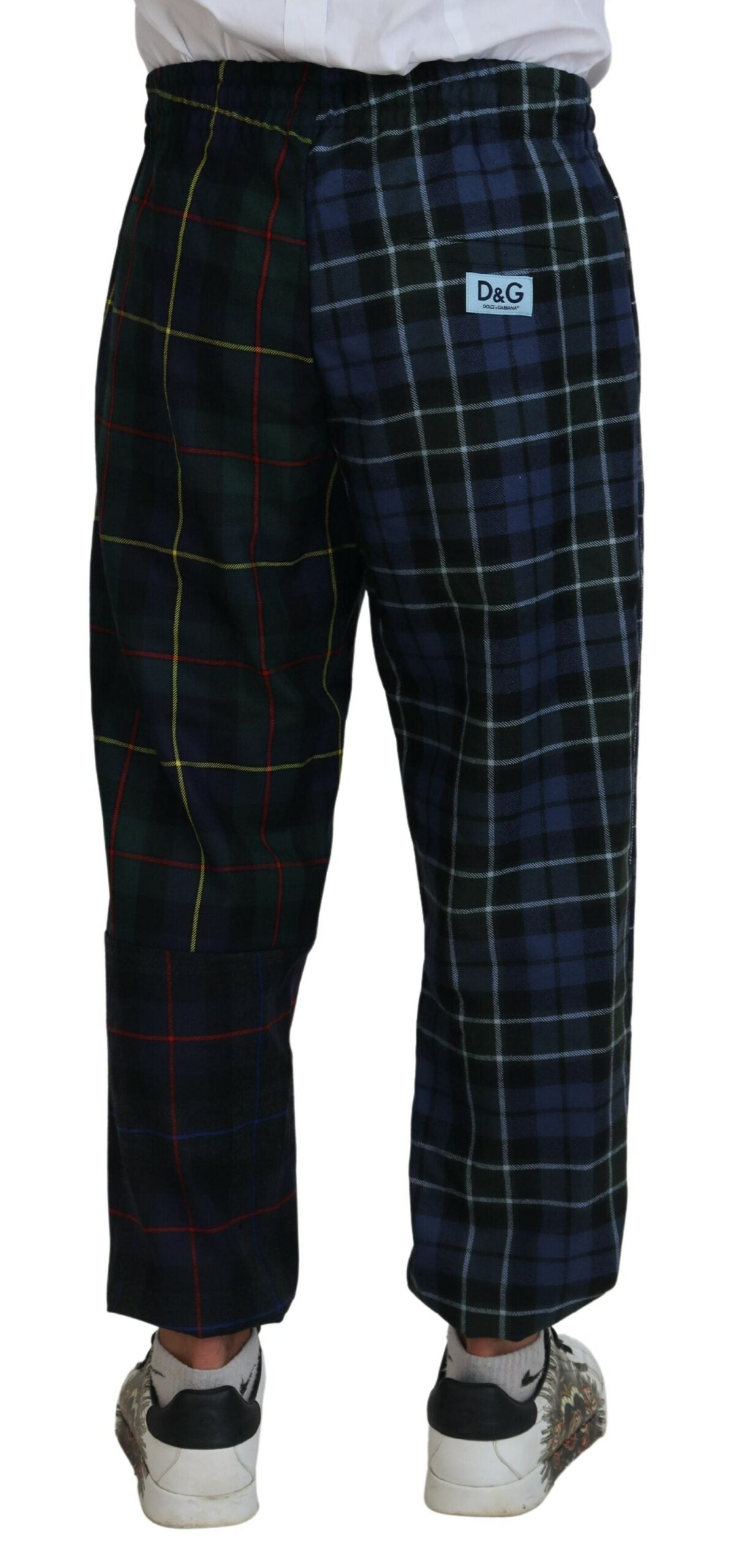 Dolce & Gabbana Multicolor karierte Wolle Herren Jogger Hose-3