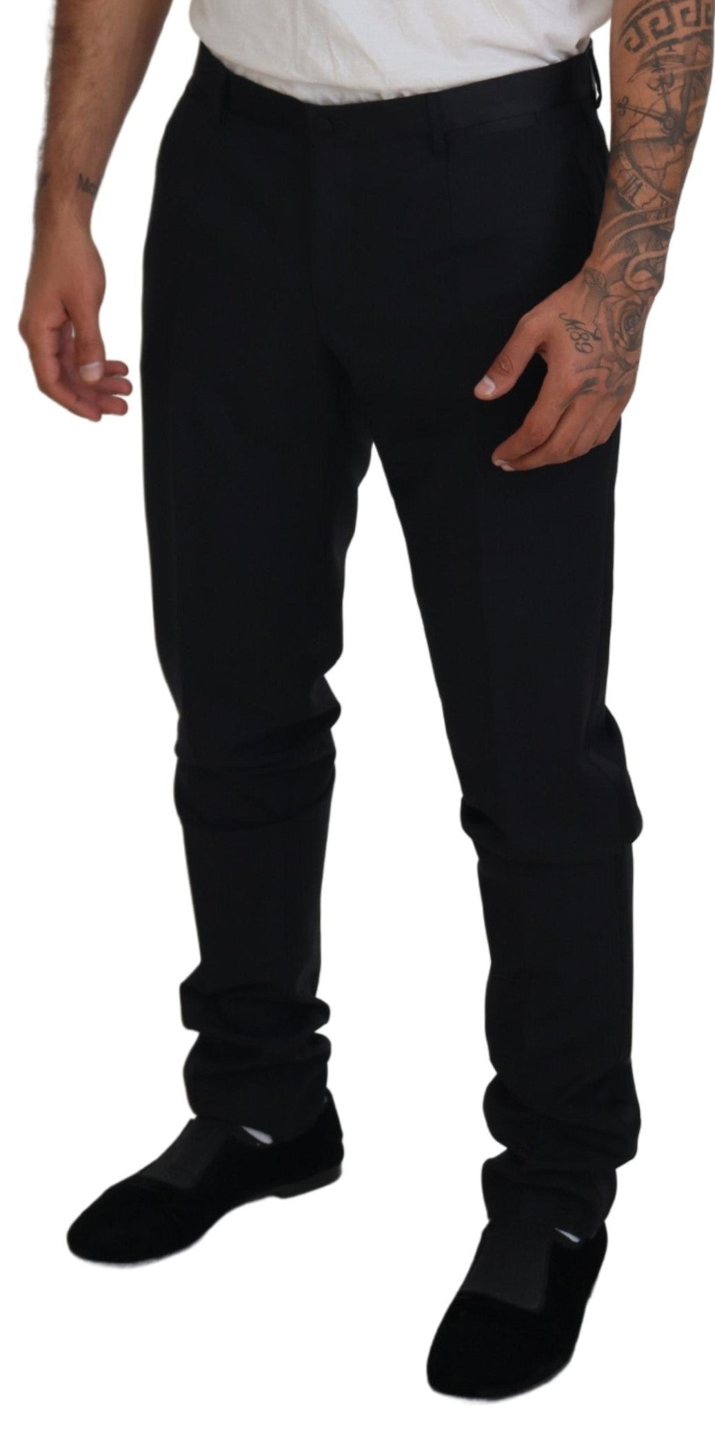 Dolce & Gabbana Black Wool Chino Dress Formal Trousers-4