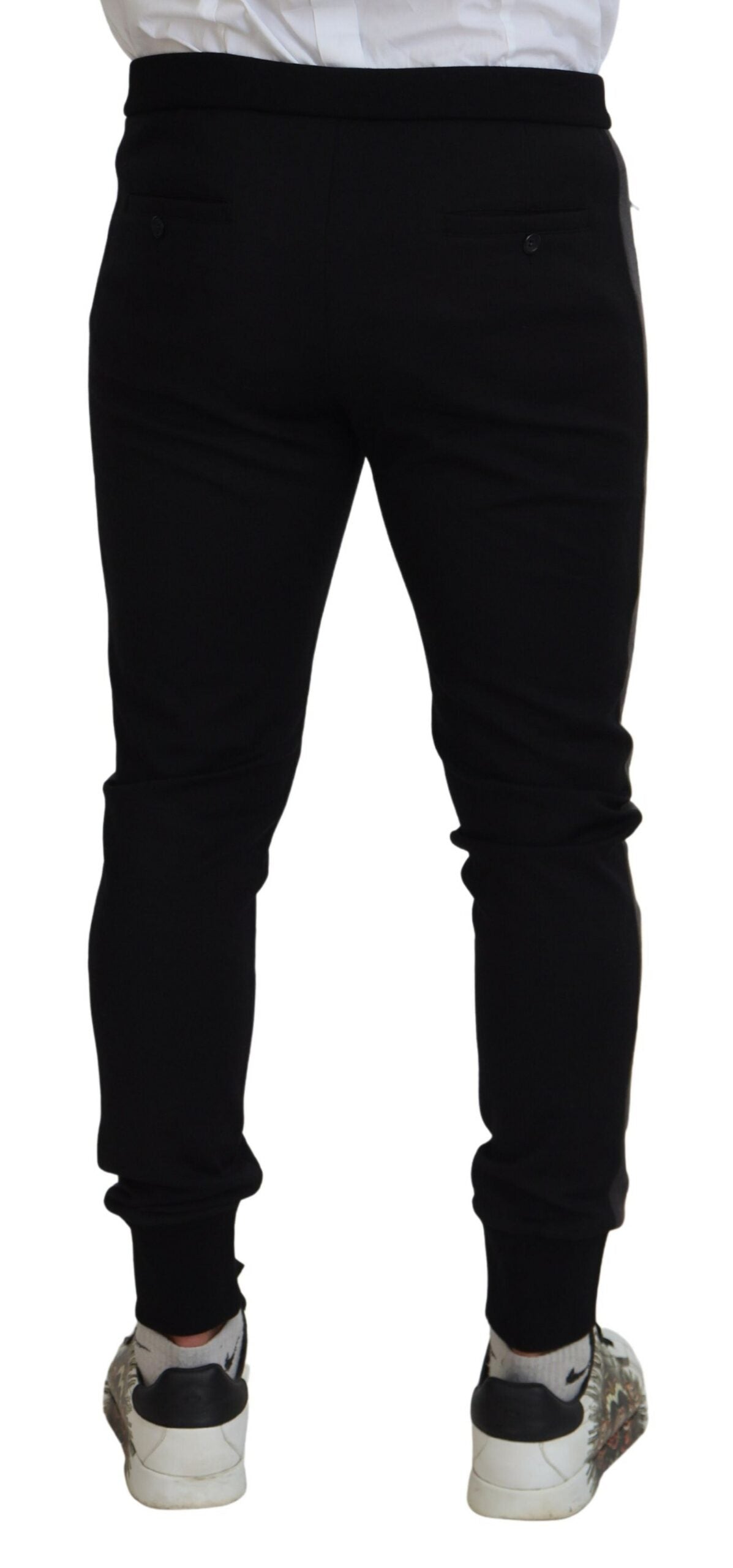 Dolce & Gabbana Black Wool Horseshoe Joggers-3