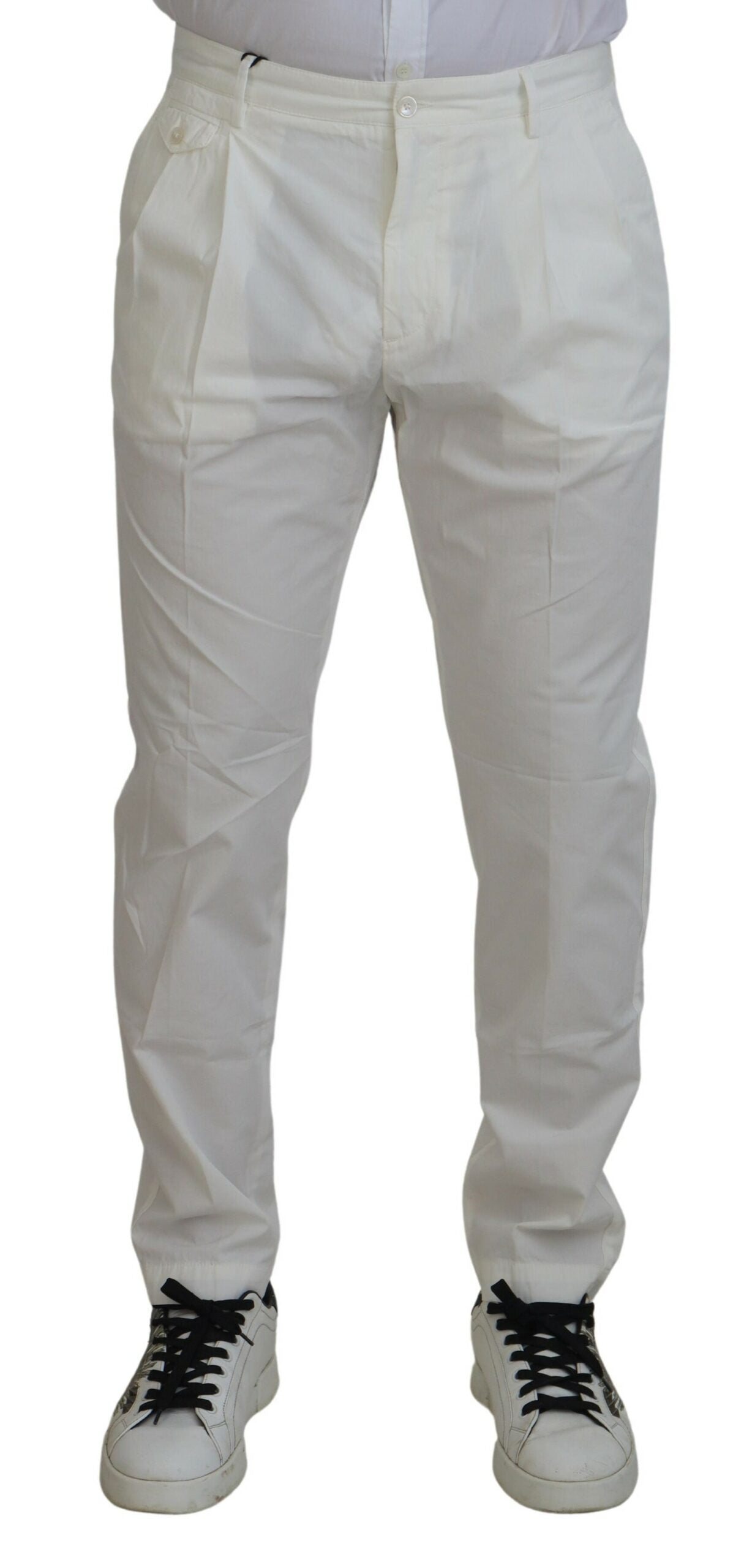 Dolce & Gabbana White Skinny Chino Trousers in Cotton-1