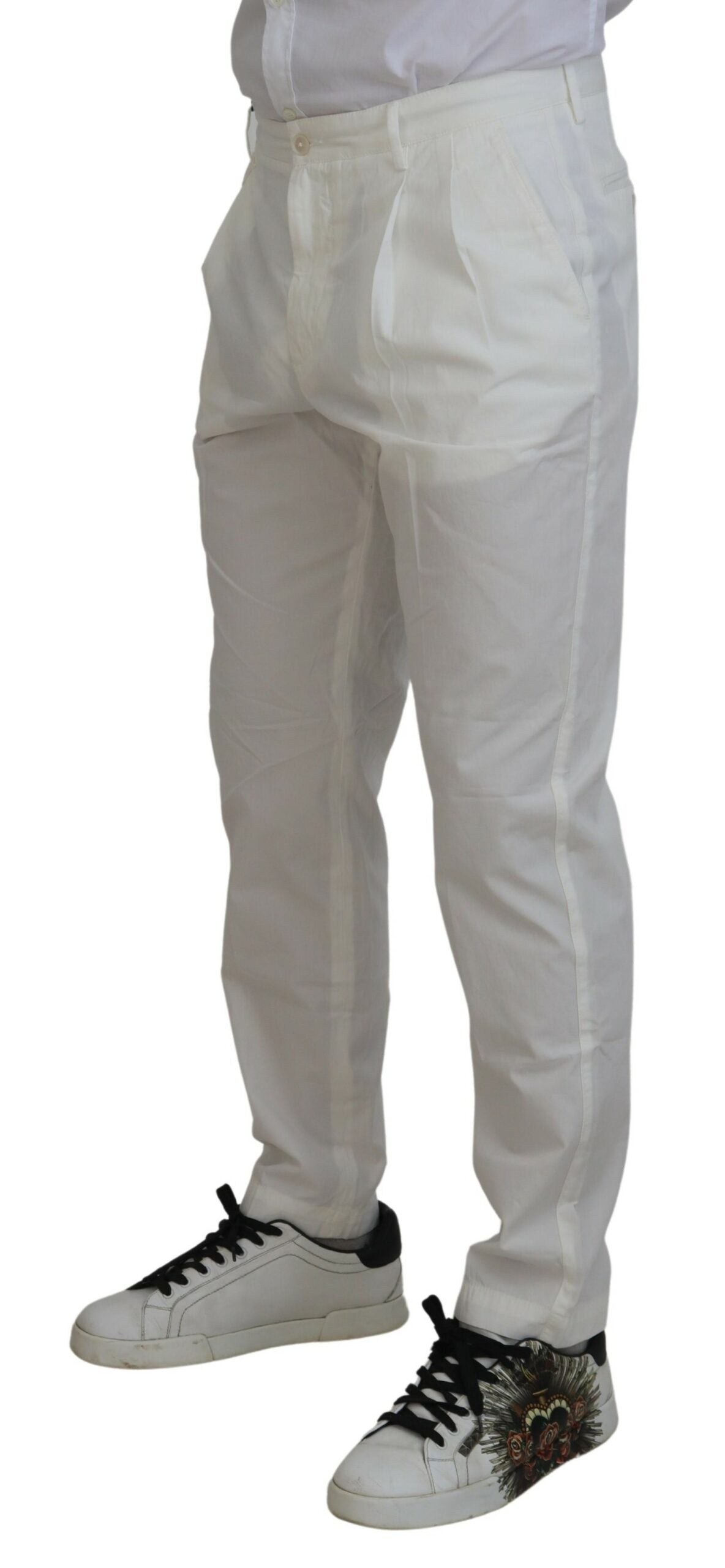 Dolce & Gabbana White Skinny Chino Trousers in Cotton-2