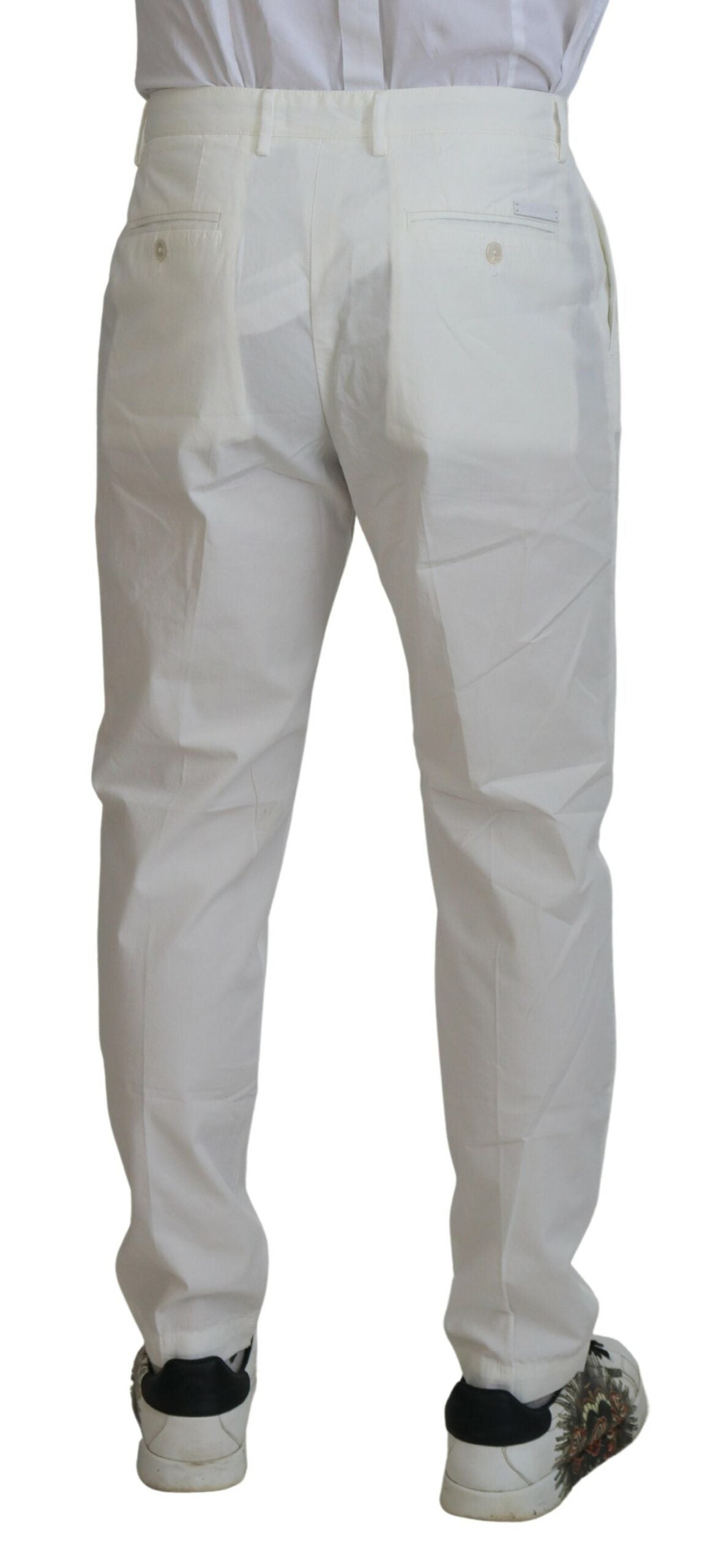 Dolce & Gabbana White Skinny Chino Trousers in Cotton-3