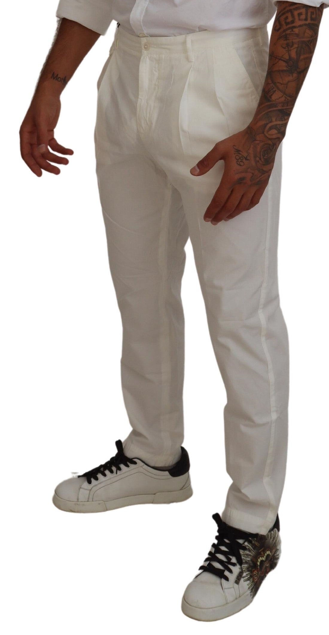 Dolce & Gabbana White Skinny Chino Trousers in Cotton-4