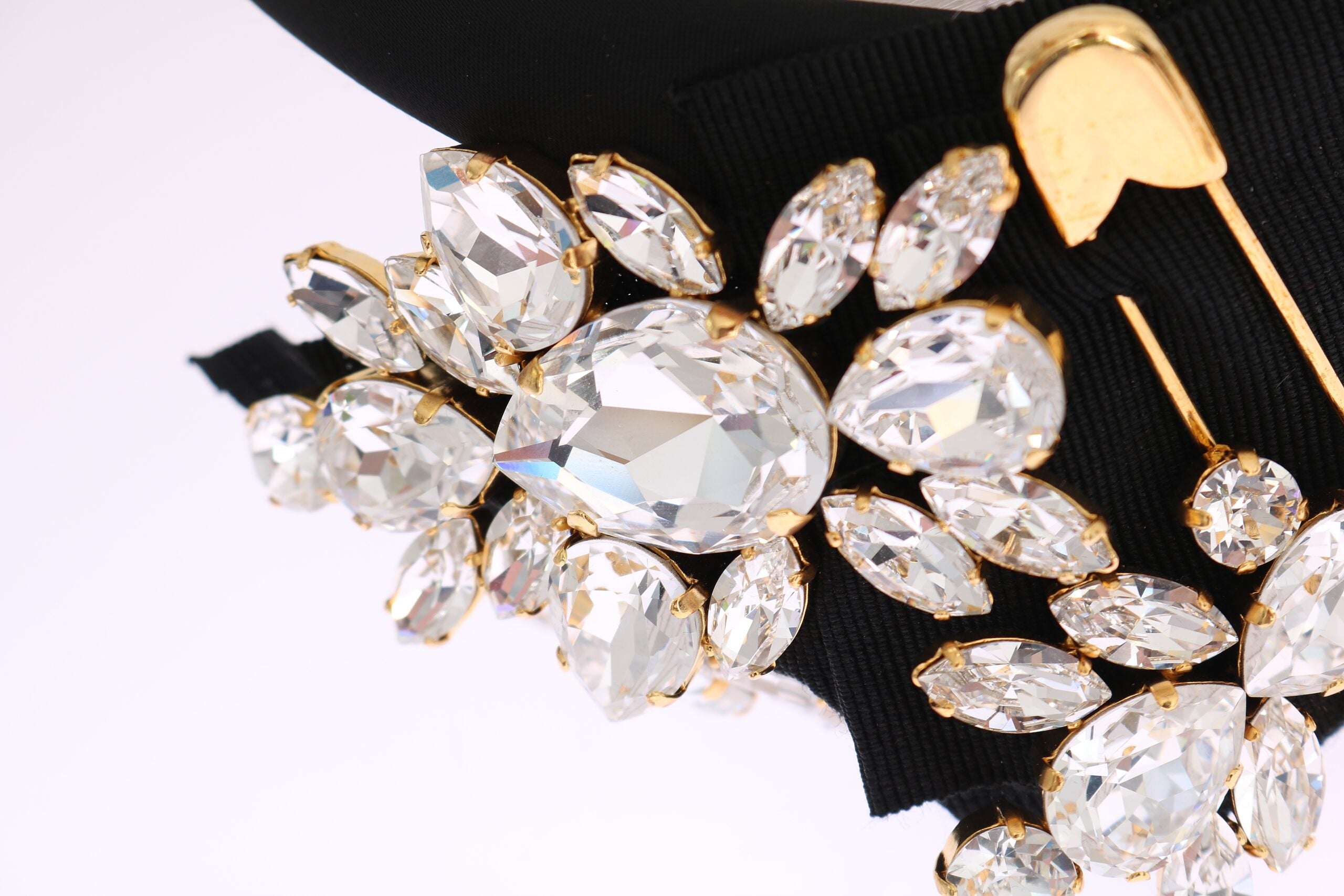 Dolce & Gabbana Black Crystal White Hair Parrucchiera Headband Tiara-4