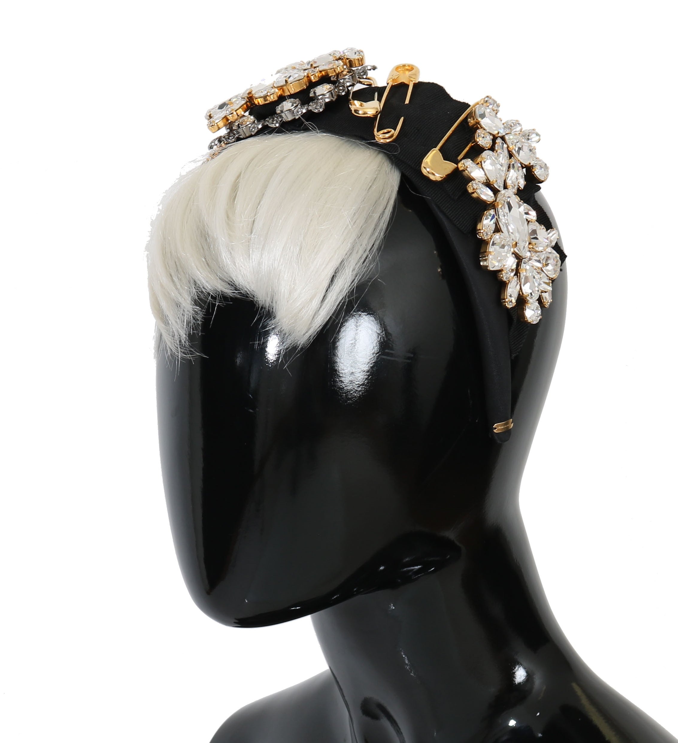 Dolce & Gabbana Black Crystal White Hair Parrucchiera Headband Tiara-2