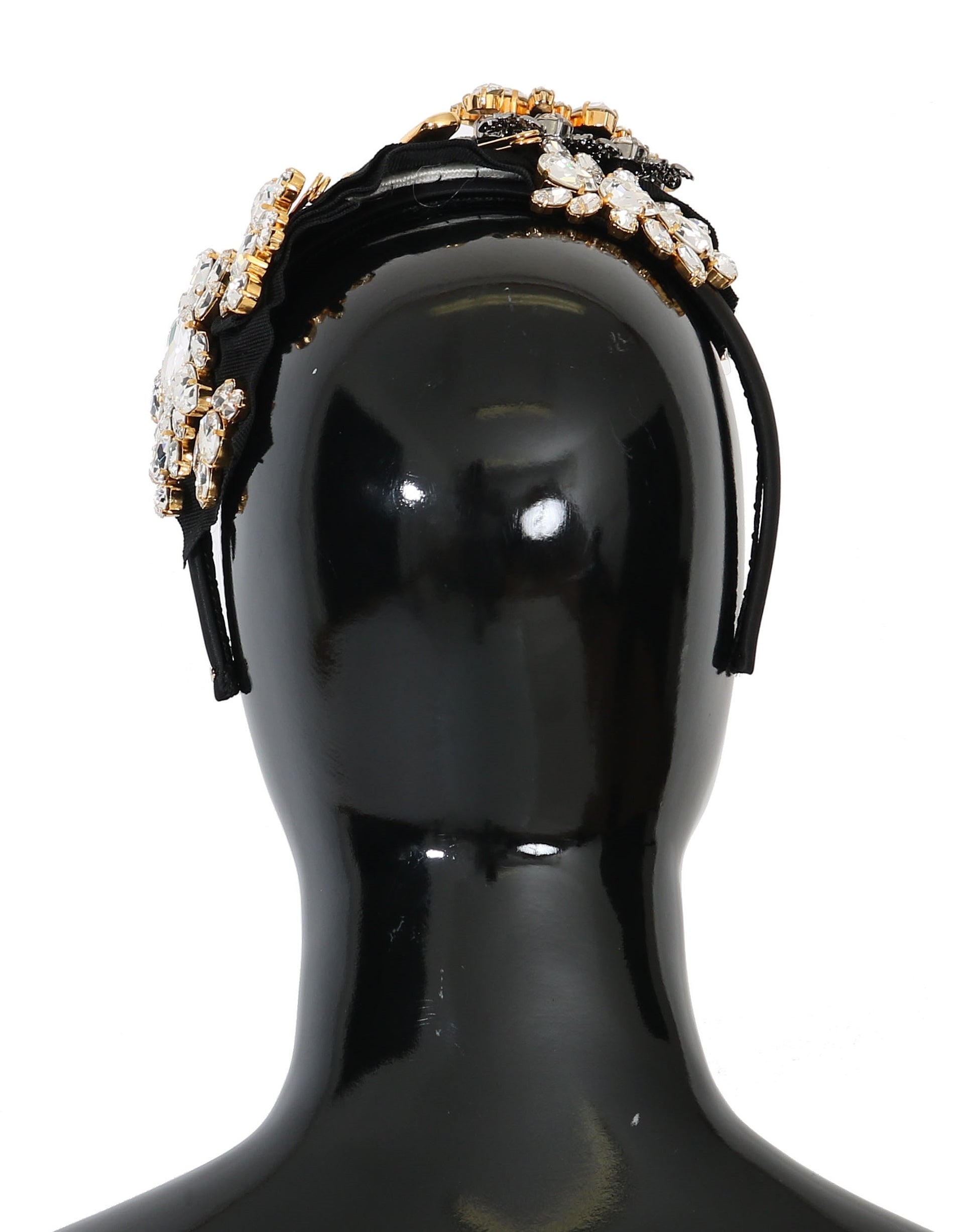 Dolce & Gabbana Black Crystal White Hair Parrucchiera Headband Tiara-3