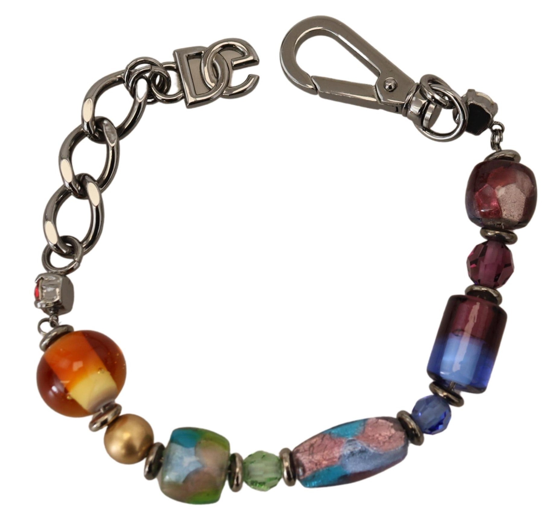 Dolce & Gabbana multicolor silver chain, brass beads, lobster clasp bracelet-1
