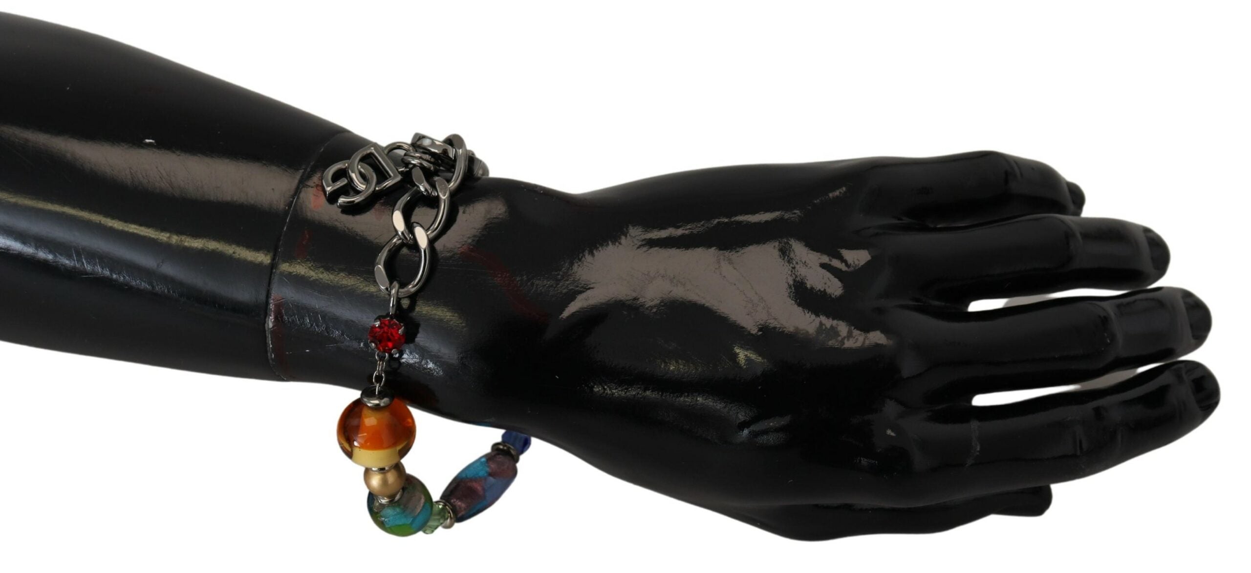 Dolce & Gabbana multicolor silver chain, brass beads, lobster clasp bracelet-5