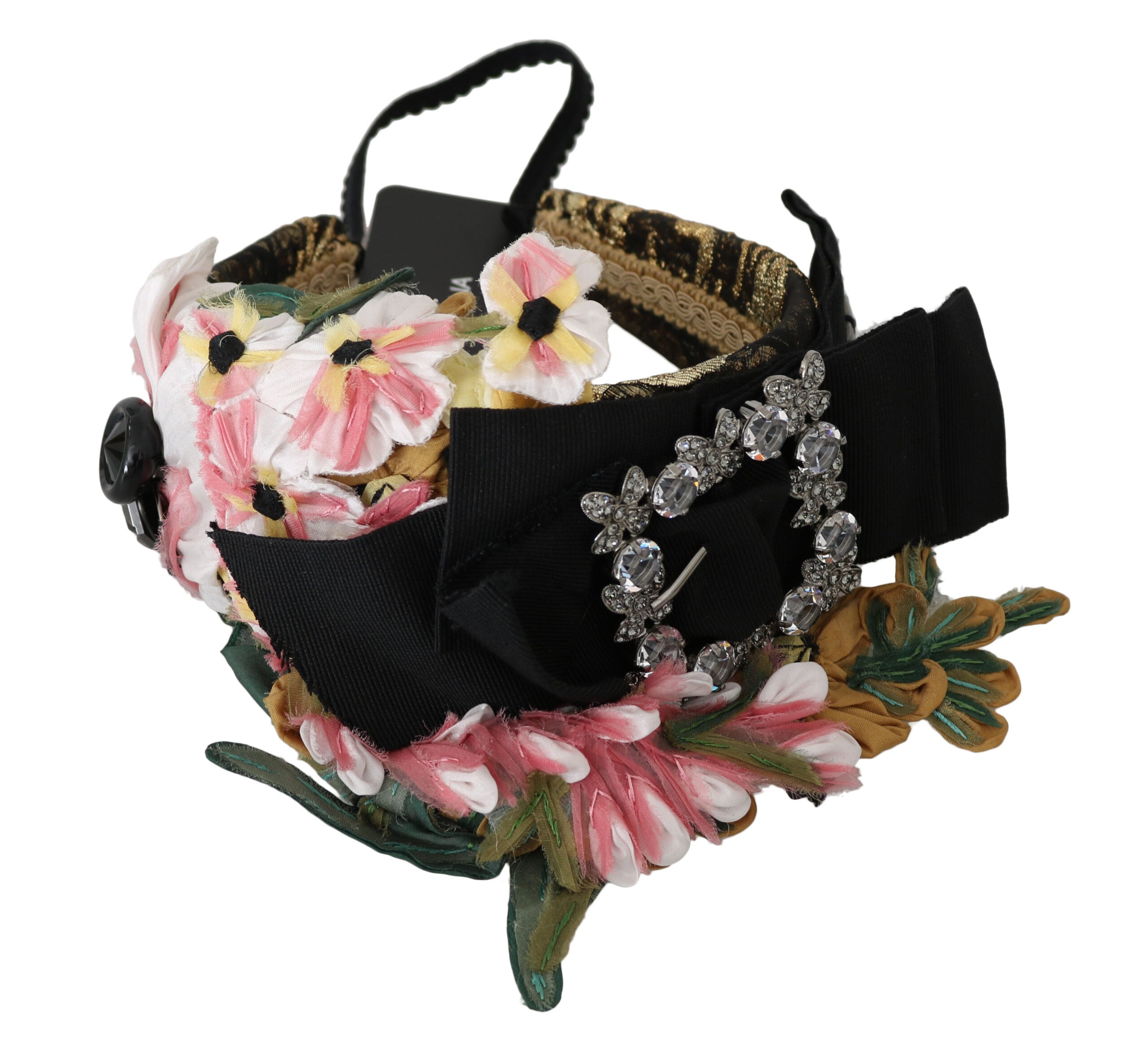 Dolce & Gabbana Multicolor Tiara Floral Kristall Schleife Diadem Stirnband-4