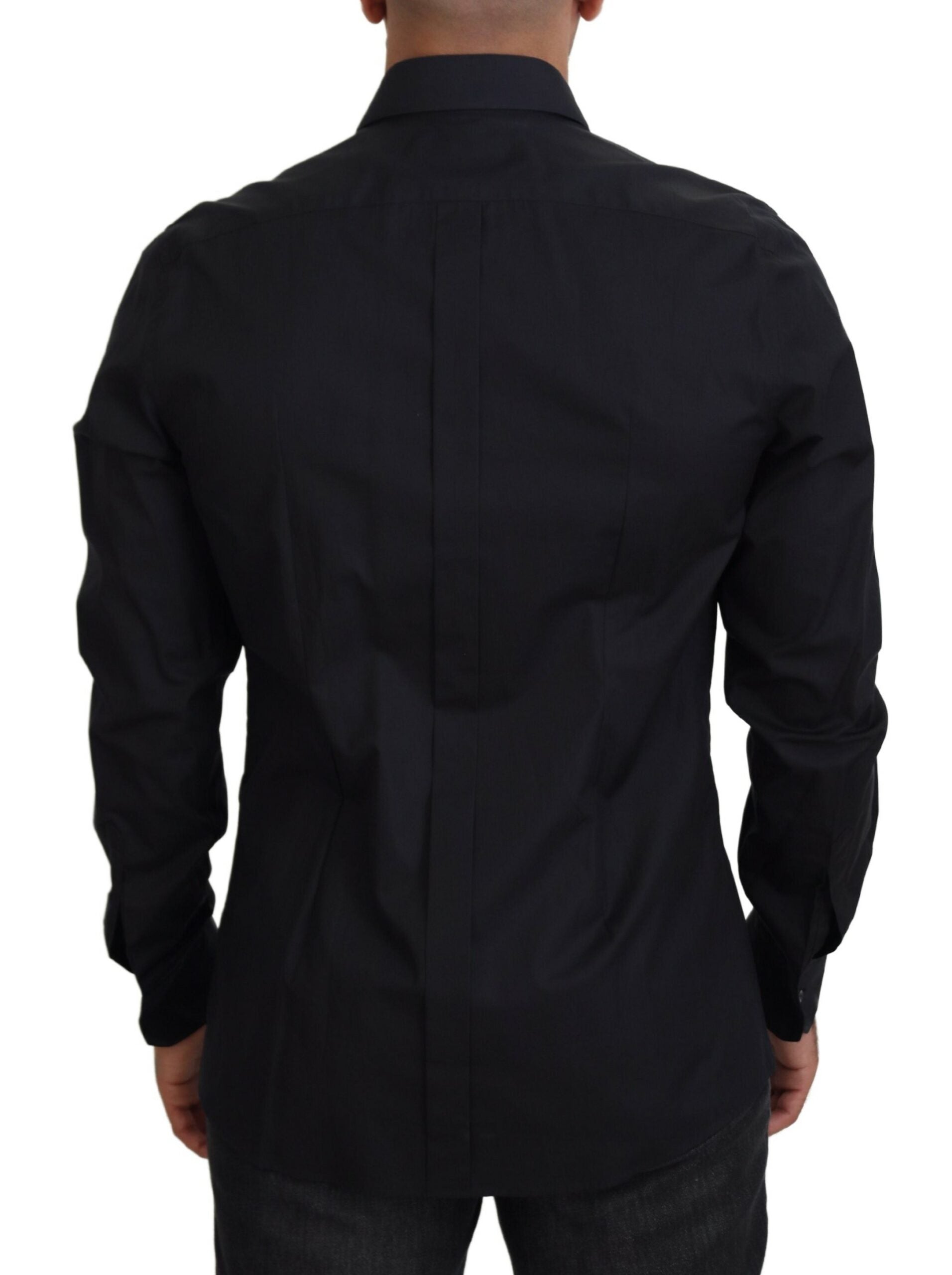 Camisa de algodón de corte entallado con rosas negras de Dolce & Gabbana-3