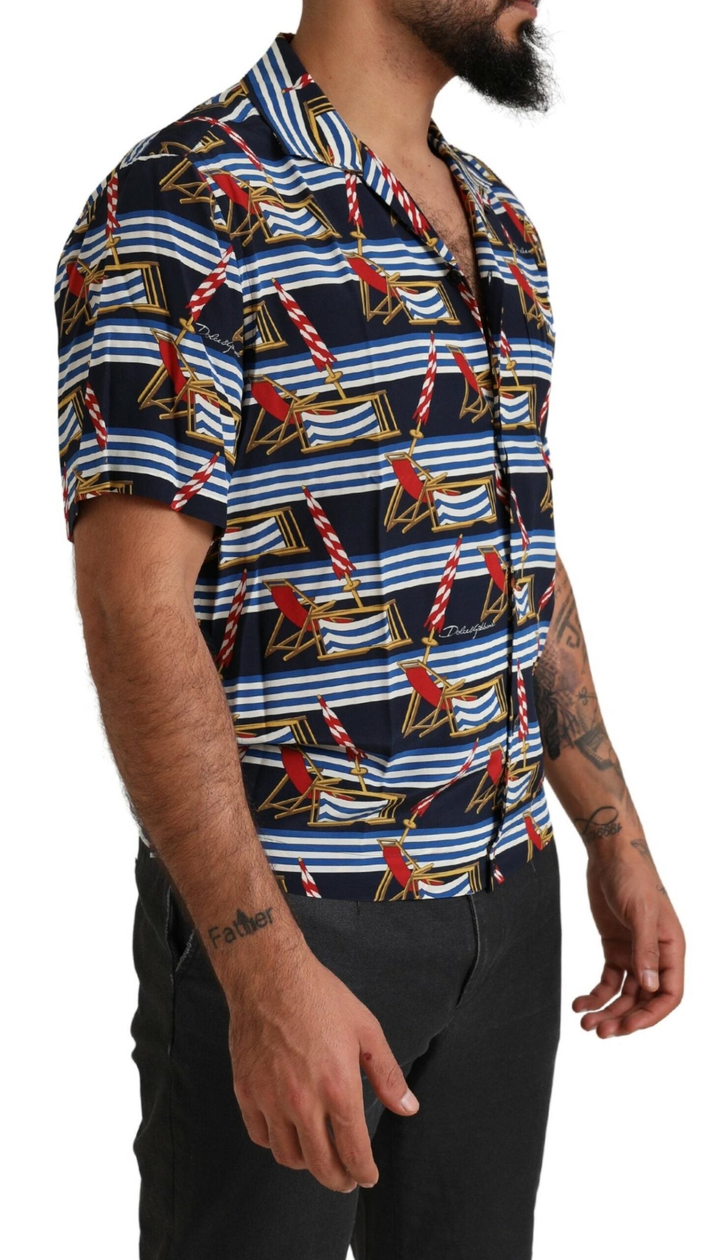 Dolce & Gabbana Multicolor Beach Chair Short-Sleeved Shirt-2