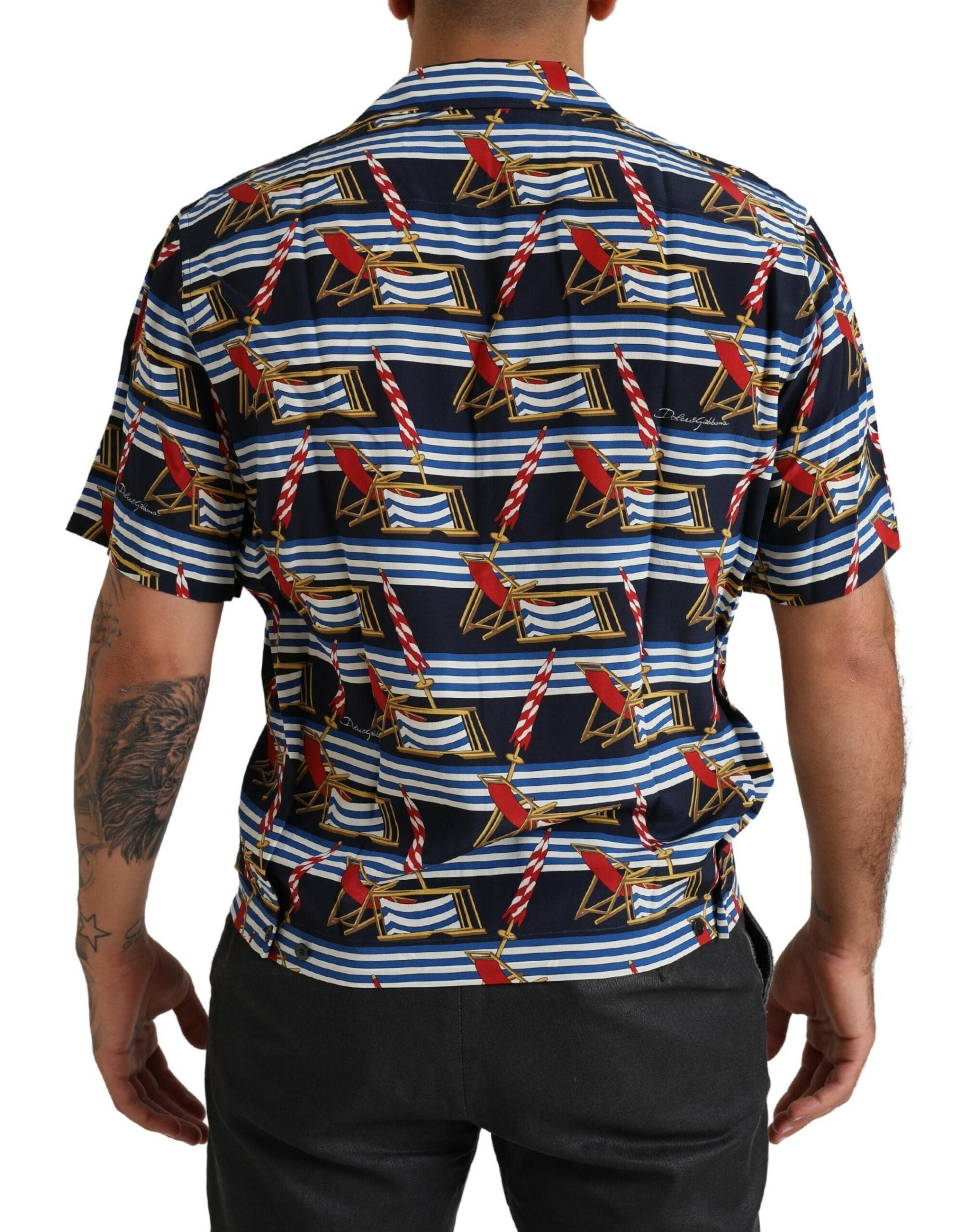 Dolce & Gabbana Multicolor Beach Chair Short-Sleeved Shirt-3