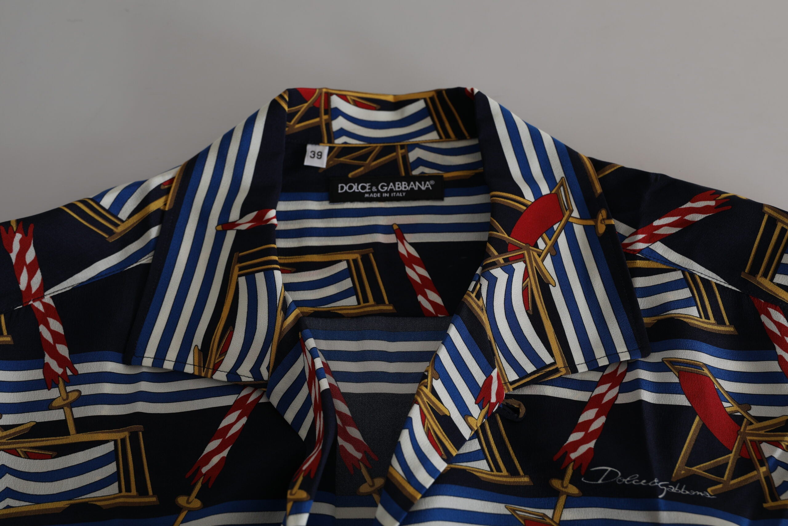 Dolce & Gabbana Multicolor Beach Chair Short-Sleeved Shirt-7