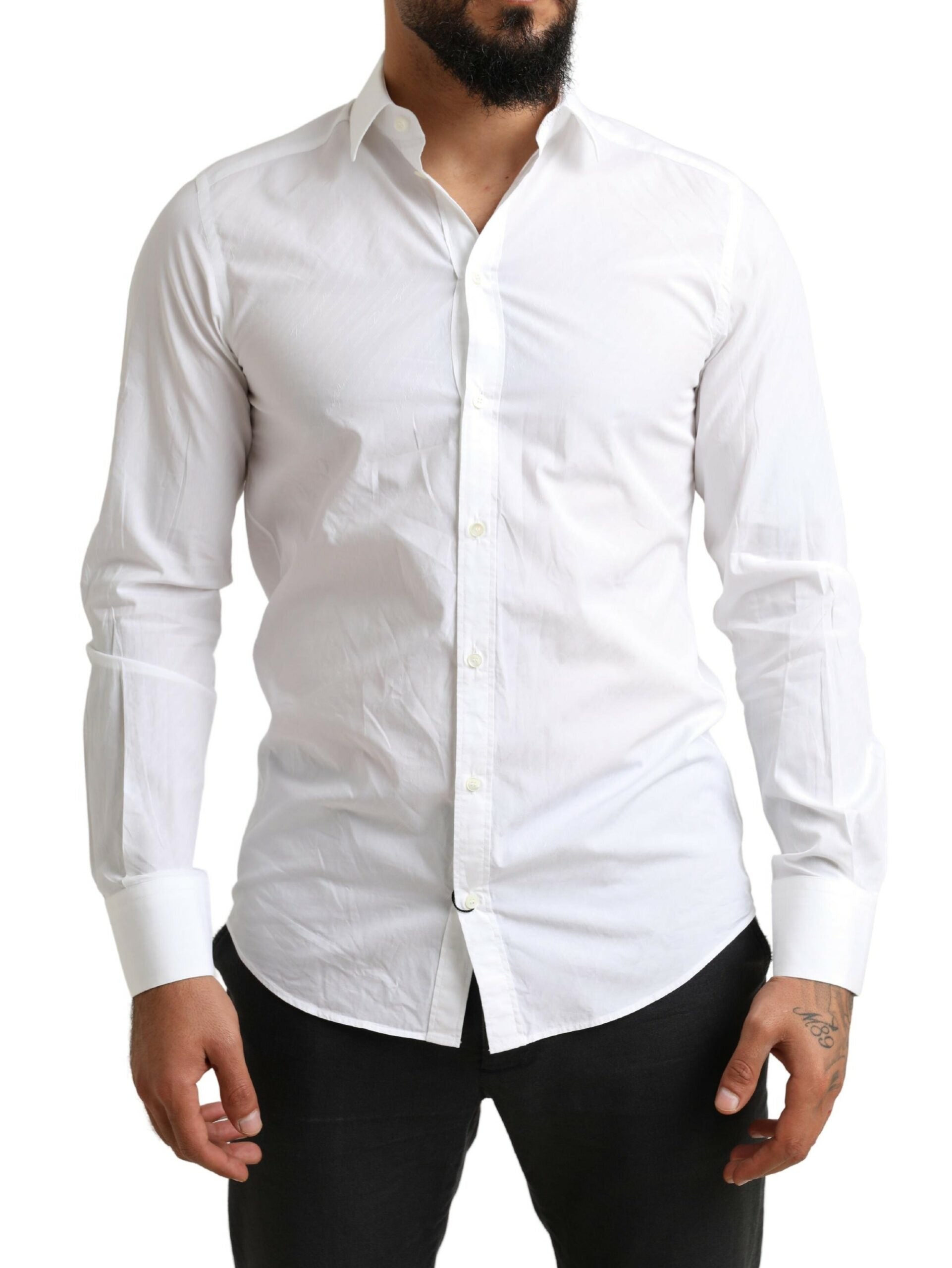 Camisa formal de vestir de algodón MARTINI blanca de Dolce & Gabbana-1