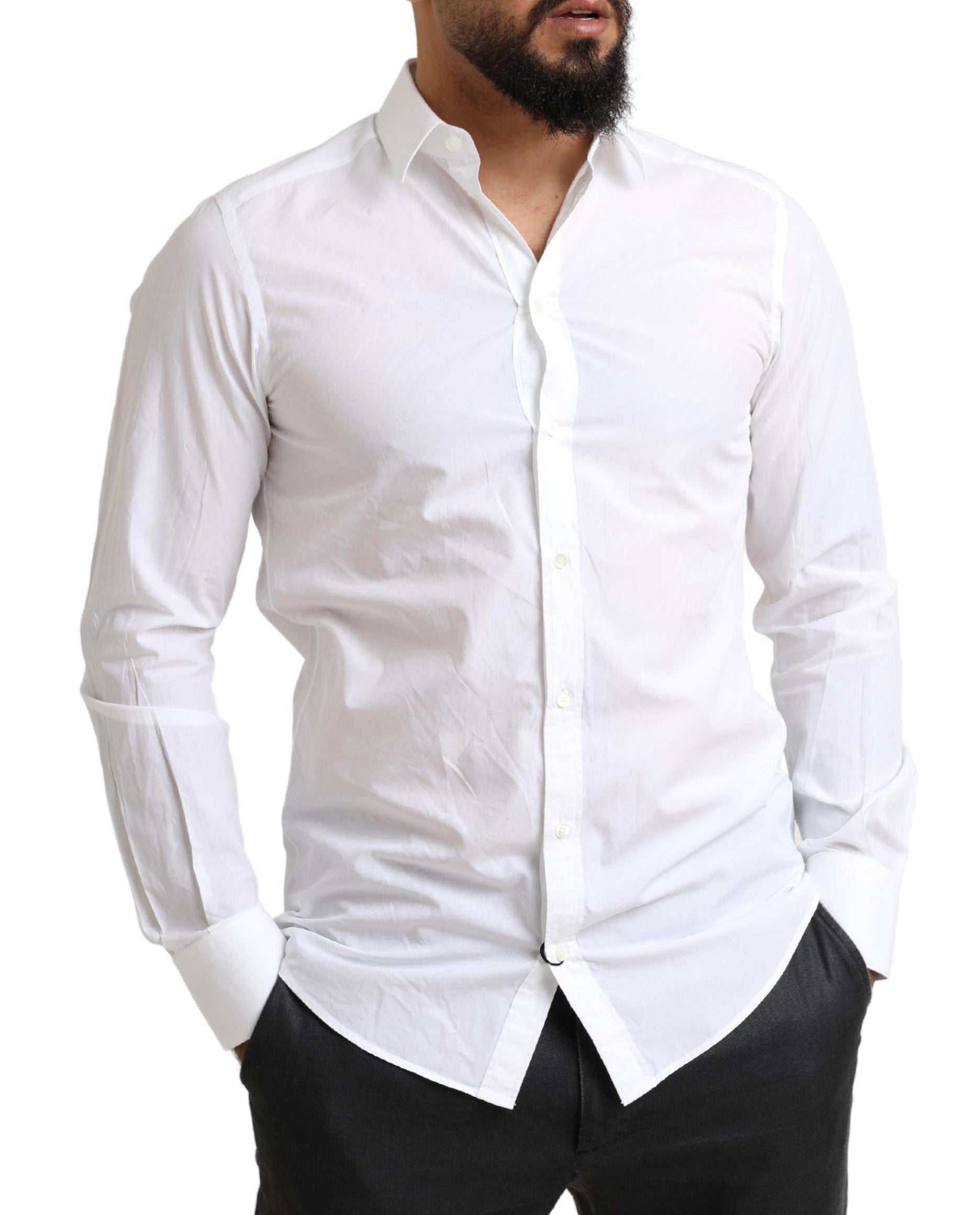 Camisa formal de vestir de algodón MARTINI blanca de Dolce & Gabbana-5