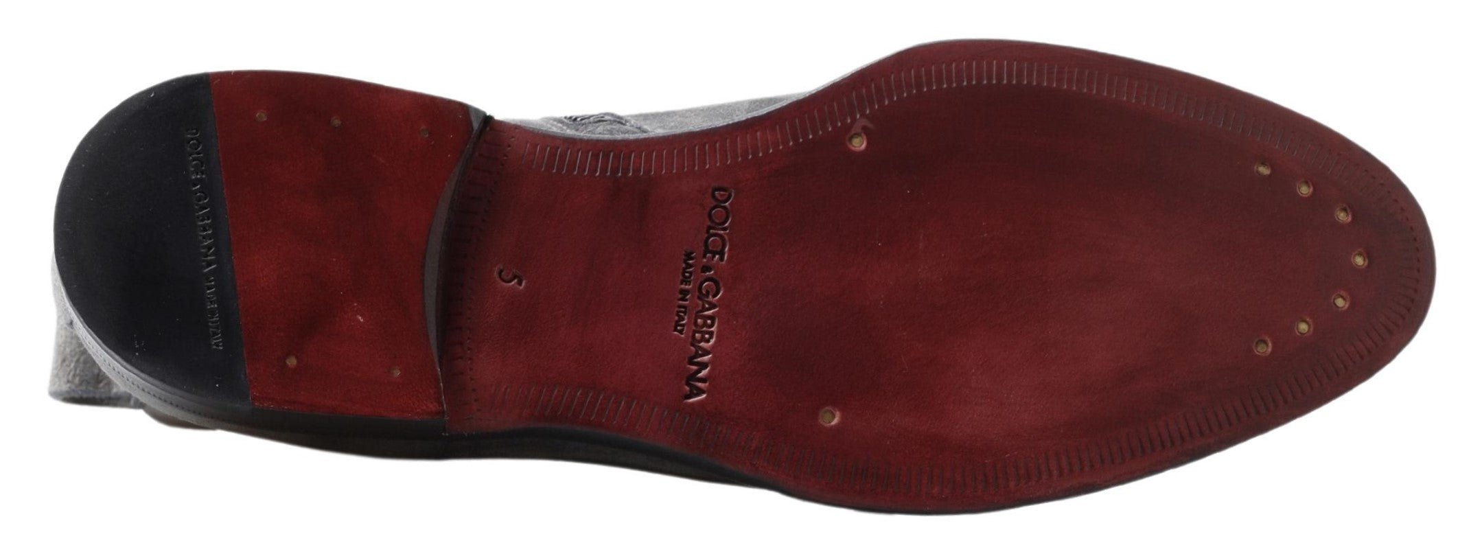 Dolce & Gabbana Grey Leather Men's Boots Shoes-3