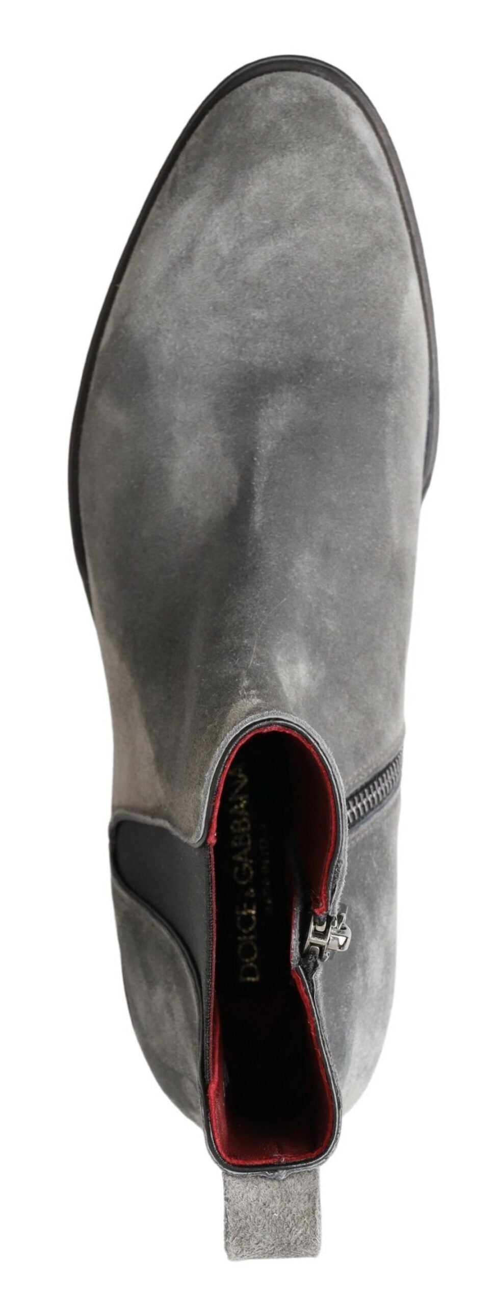 Dolce & Gabbana Grey Leather Men's Boots Shoes-4