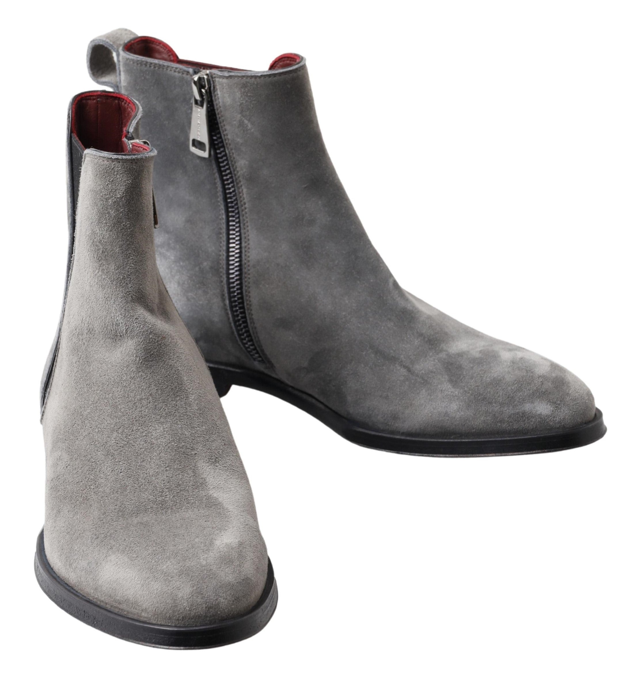 Dolce & Gabbana Grey Leather Men's Boots Shoes-5