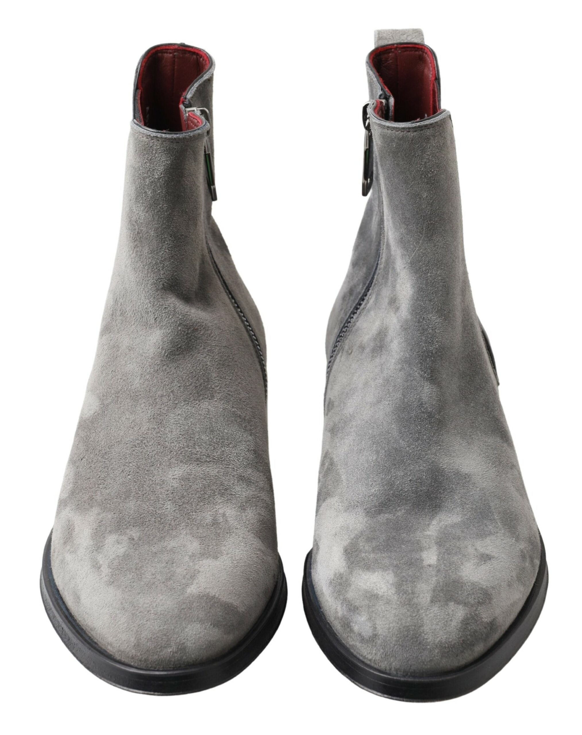 Dolce & Gabbana Grey Leather Men's Boots Shoes-8