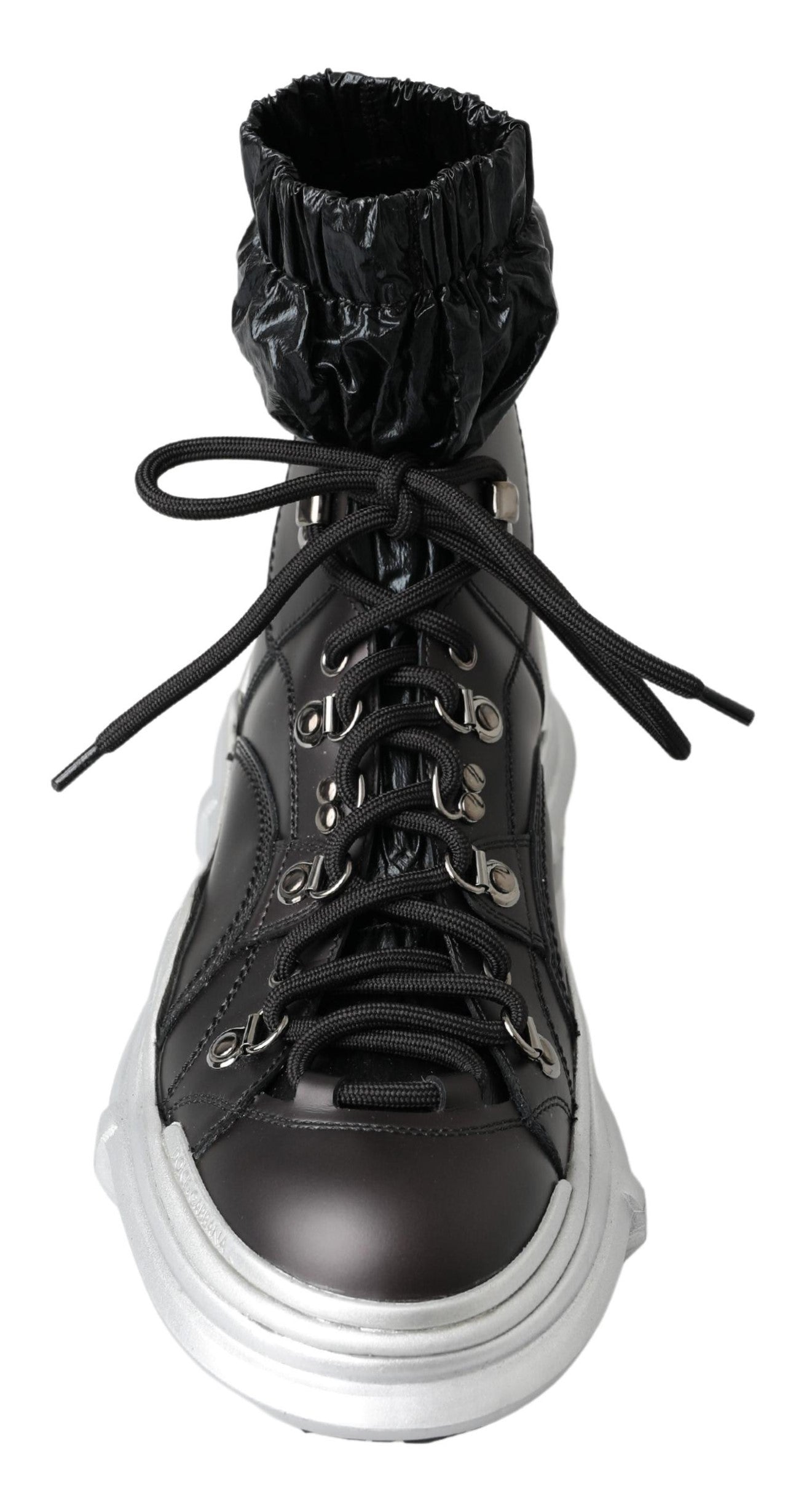 Dolce & Gabbana Black Nylon Galileo High Top Sneakers Shoes-4