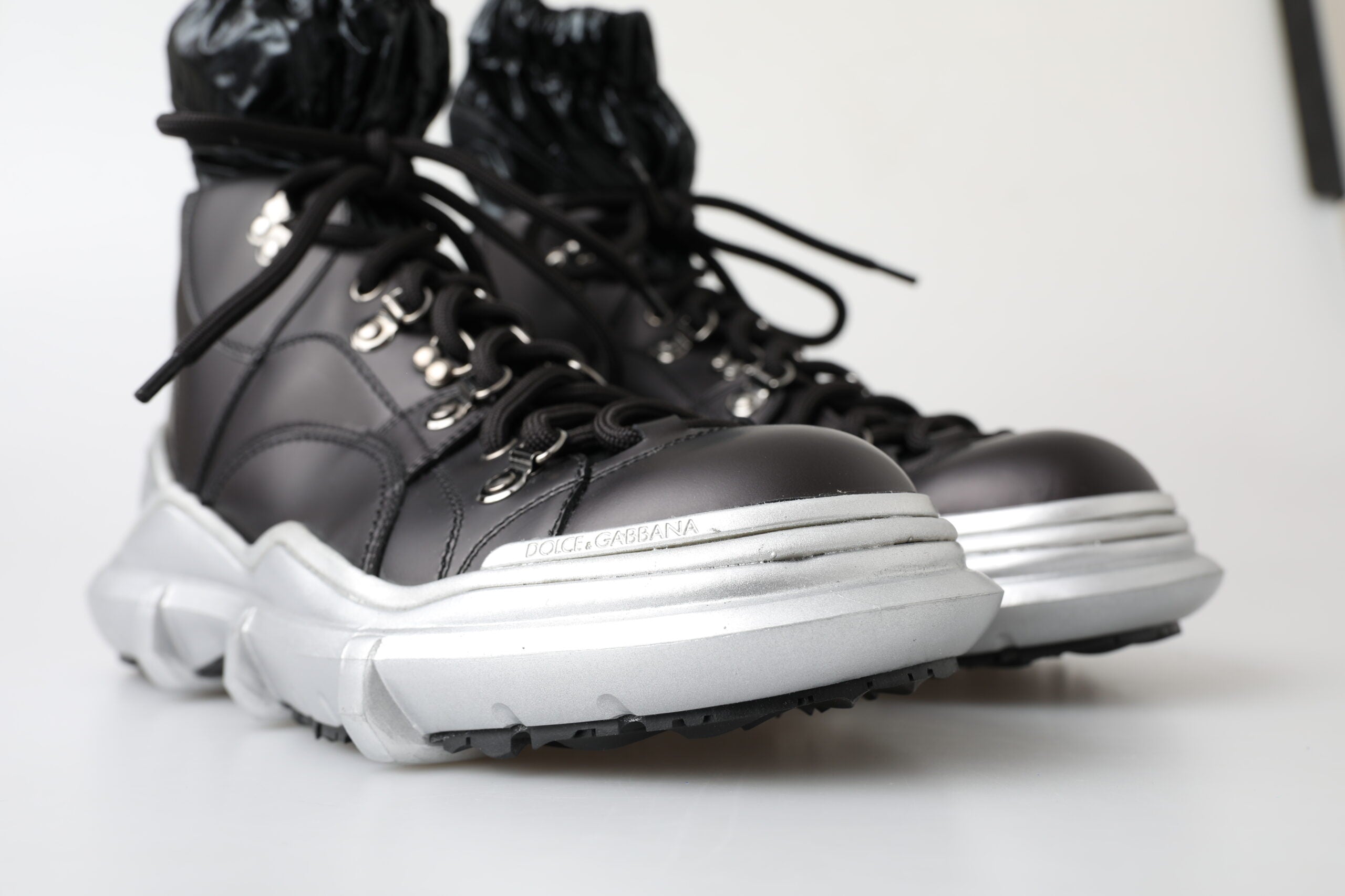 Dolce & Gabbana Black Nylon Galileo High Top Sneakers Shoes-6