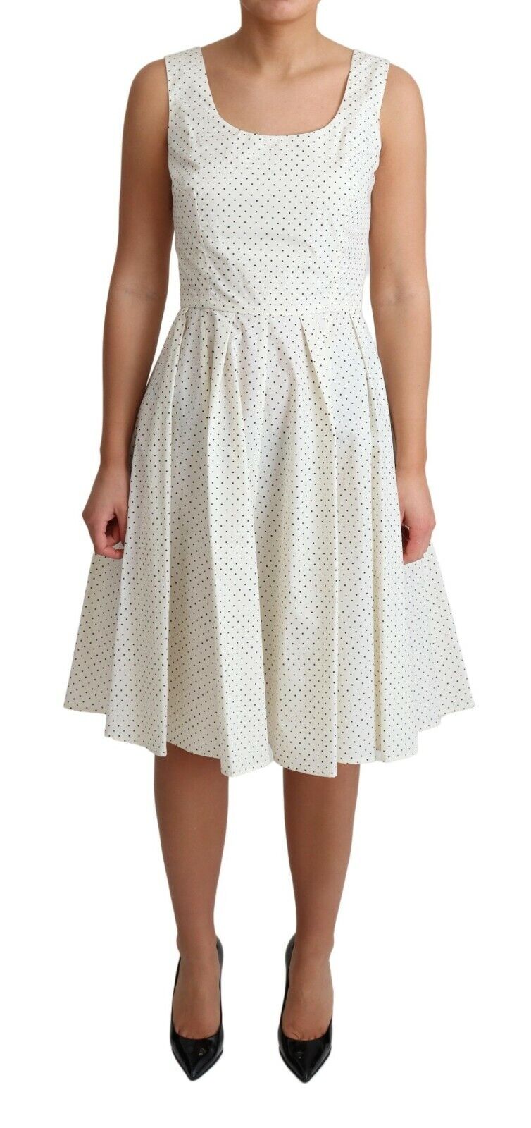 Vestido de algodón blanco con lunares y corte en A de Dolce & Gabbana-1